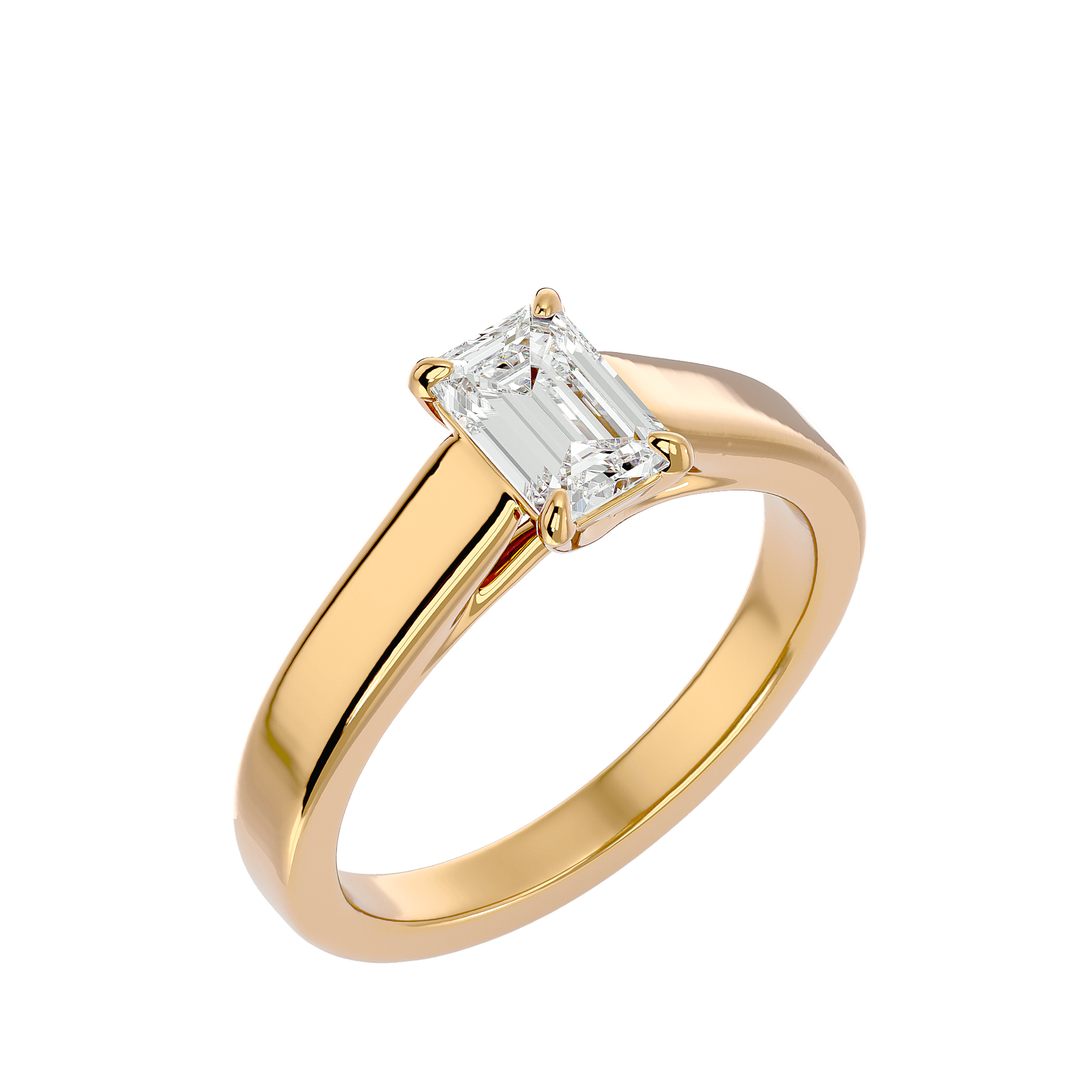 Amelia — Emerald cut lab grown and natural diamond engagement ring — trellis cathedral, solitaire — Carat House