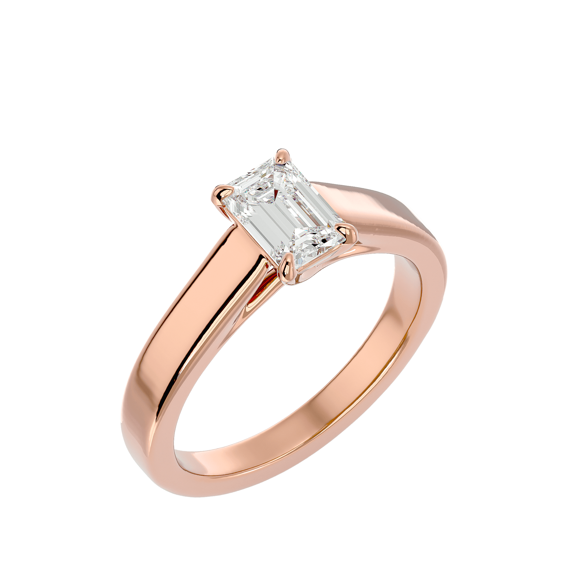 Amelia — Emerald cut lab grown and natural diamond engagement ring — trellis cathedral, solitaire — Carat House