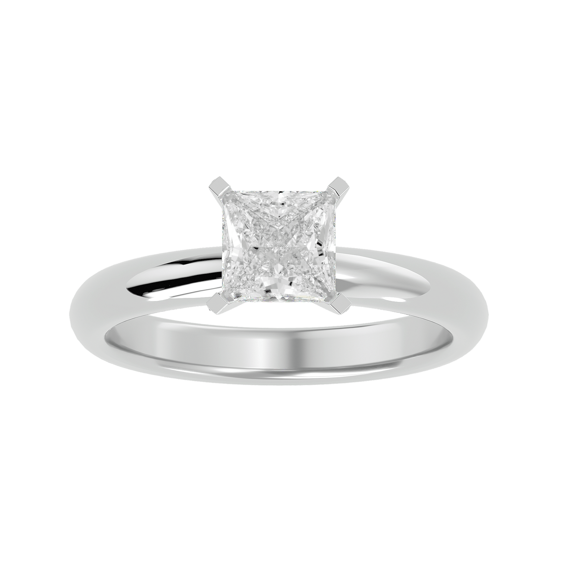 Mia — Princess cut lab grown and natural diamond engagement ring — solitaire — 18k white gold and platinum — Carat House