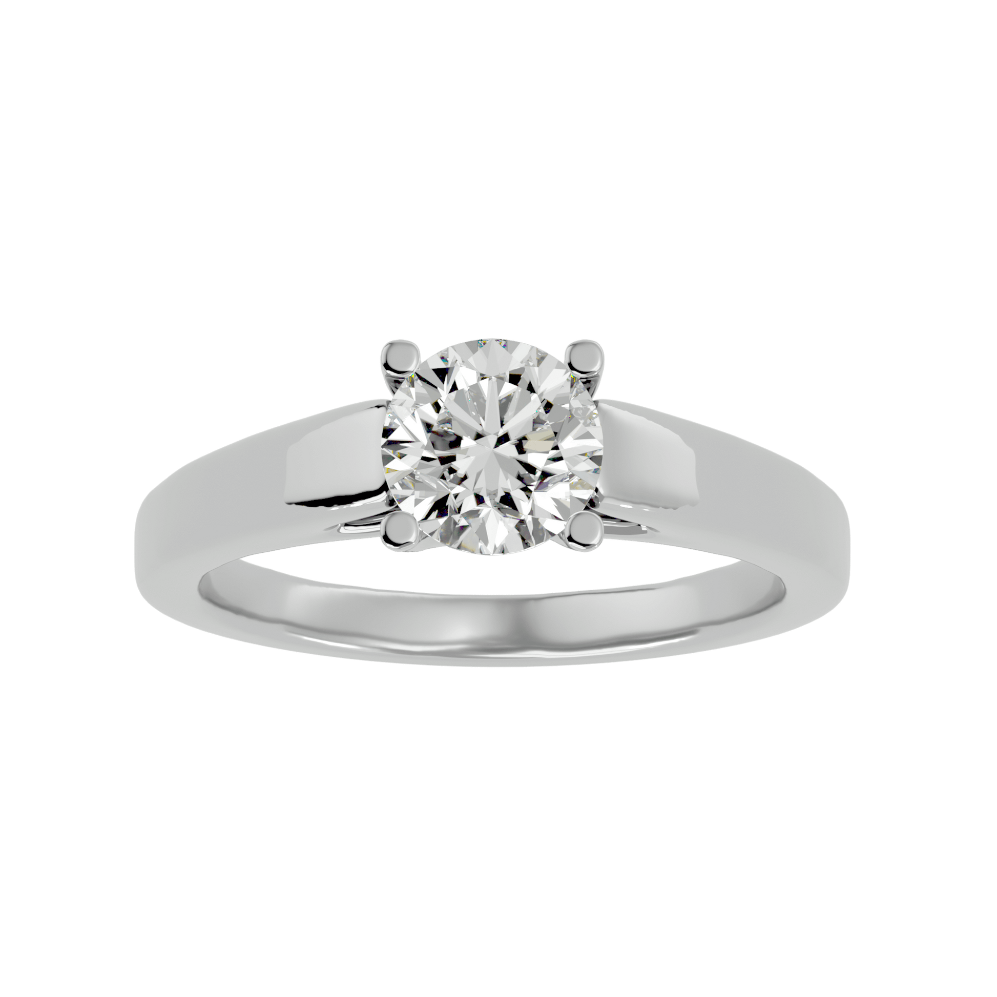 Harper — Round cut lab grown and natural diamond engagement ring — trellis cathedral, solitaire — 18k white gold and platinum — Carat House