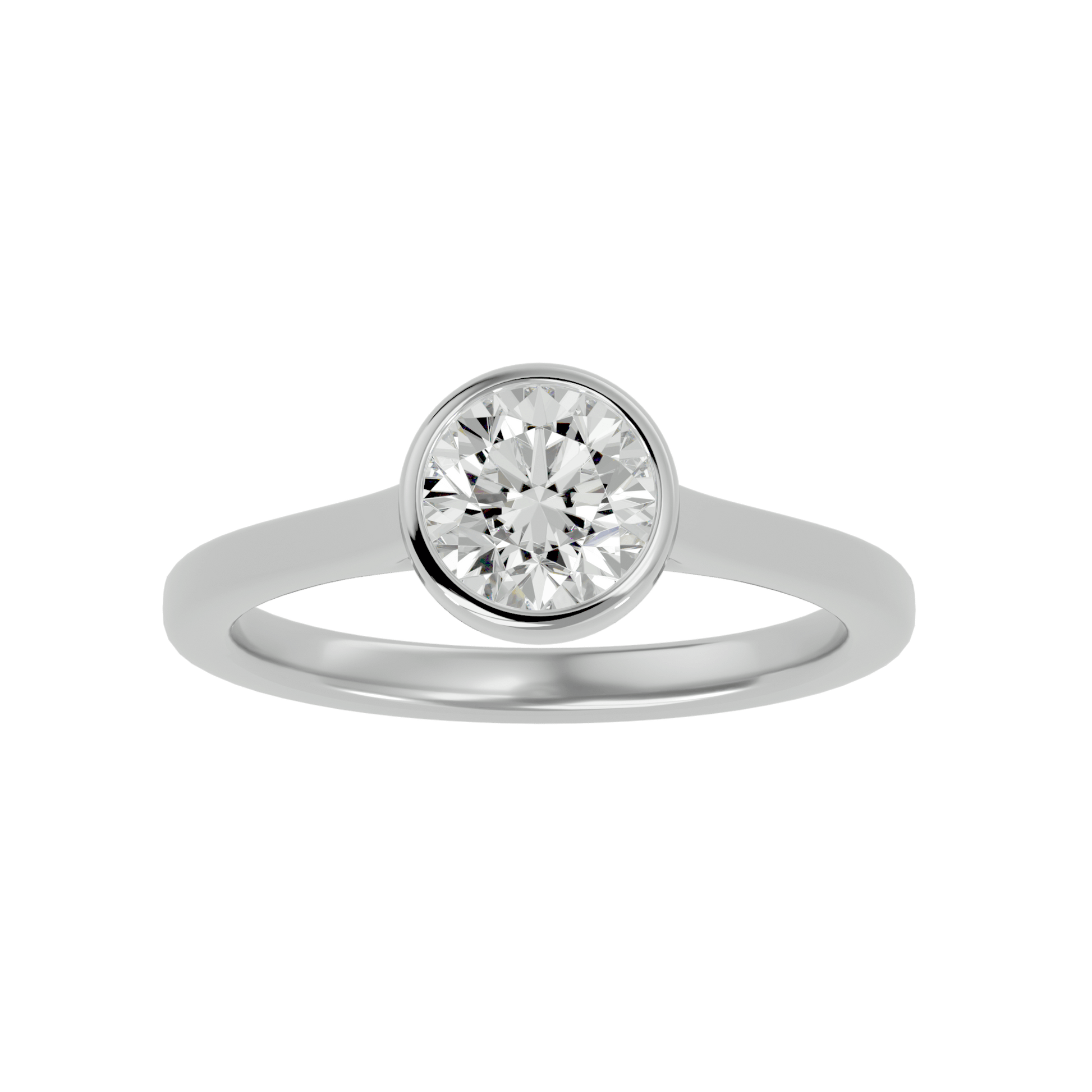 Nora — Round cut lab grown and natural diamond engagement ring — bezel, cathedral, solitaire — 18k white gold and platinum — Carat House