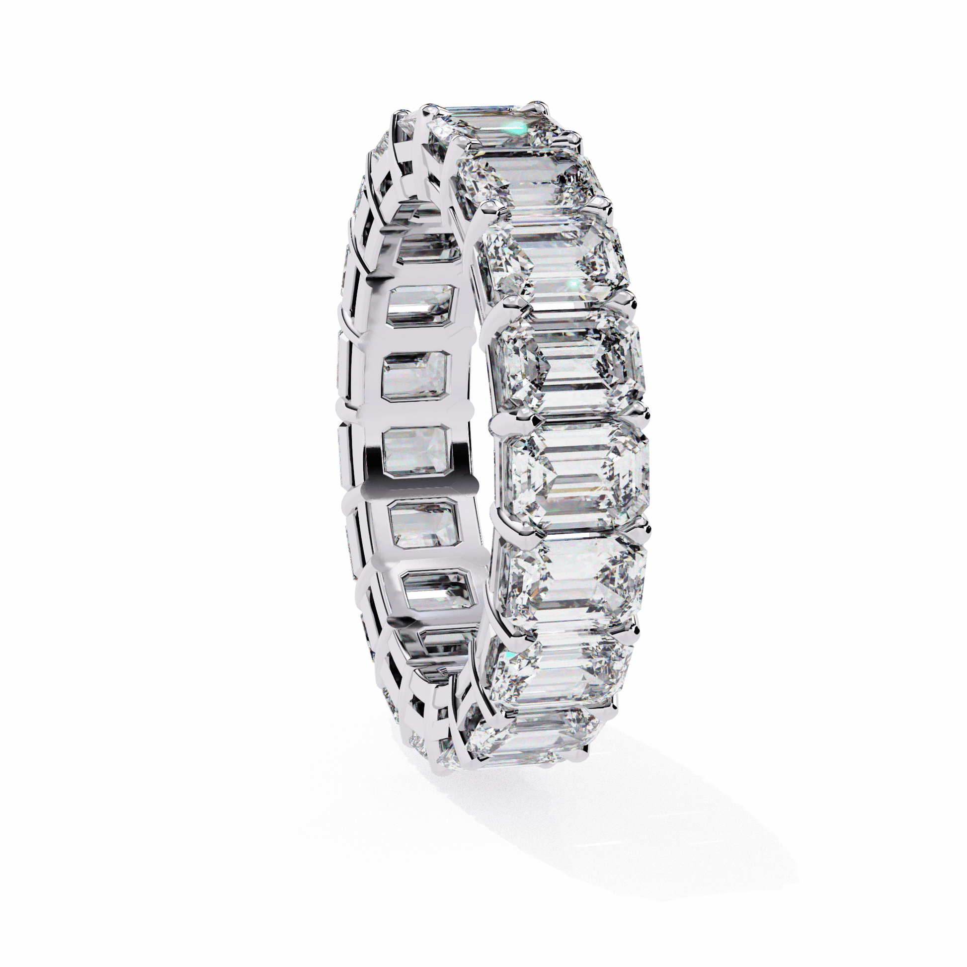Emerald-cut diamond eternity band by Carat House Dubai featuring sparkling diamonds set in a sleek gold band.