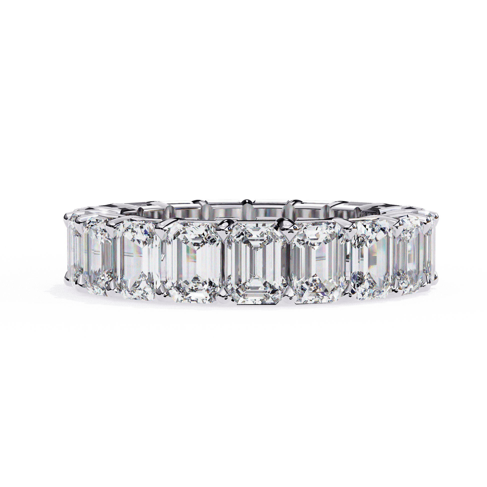 Lina – Emerald-Cut Diamond Eternity Band — women's diamond wedding ring — lab grown diamond and natural diamond — 18k white gold and platinum — Carat House