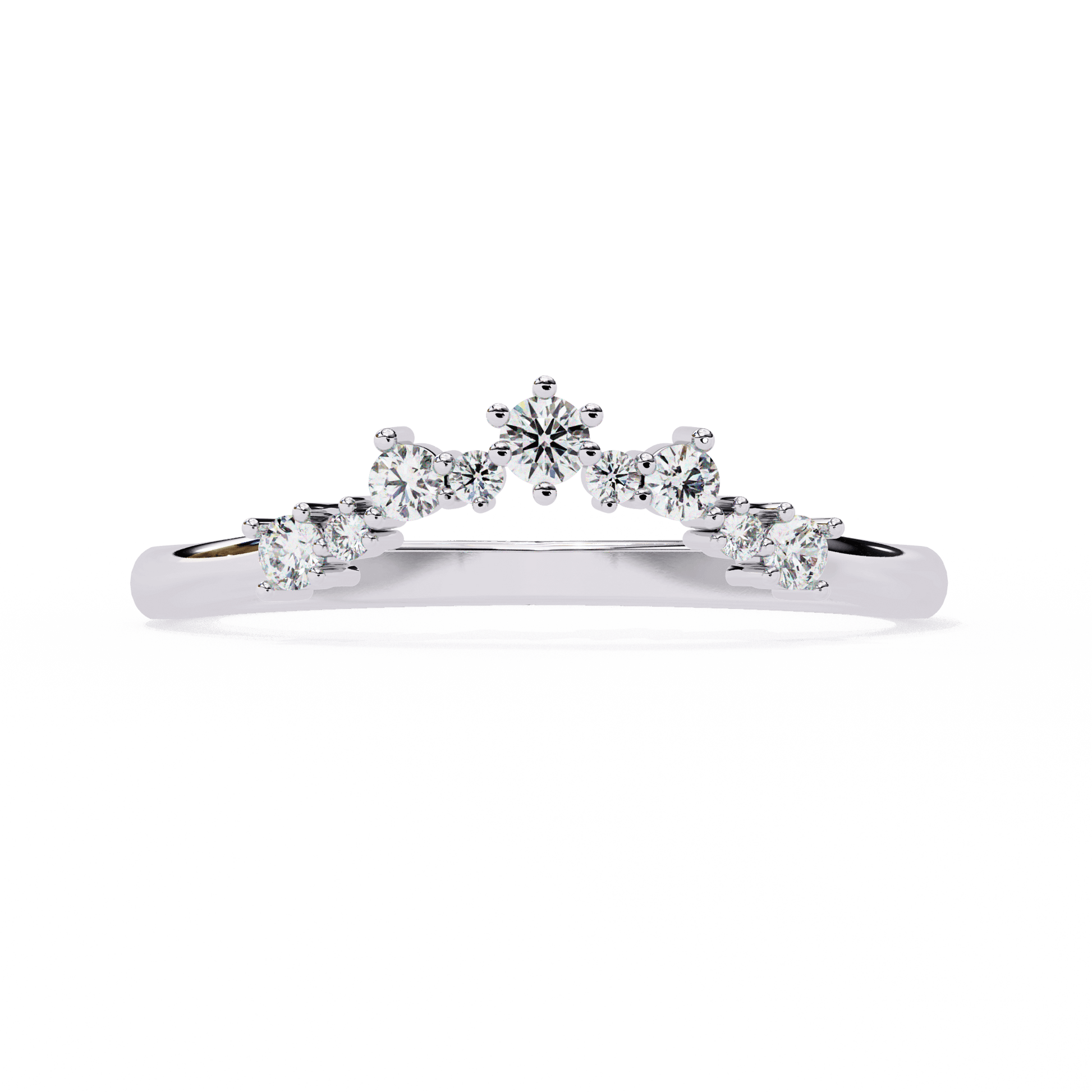 Celestia – Diamond Crown Shaped Band — women's diamond wedding ring — lab grown diamond and natural diamond — 18k white gold — Carat House