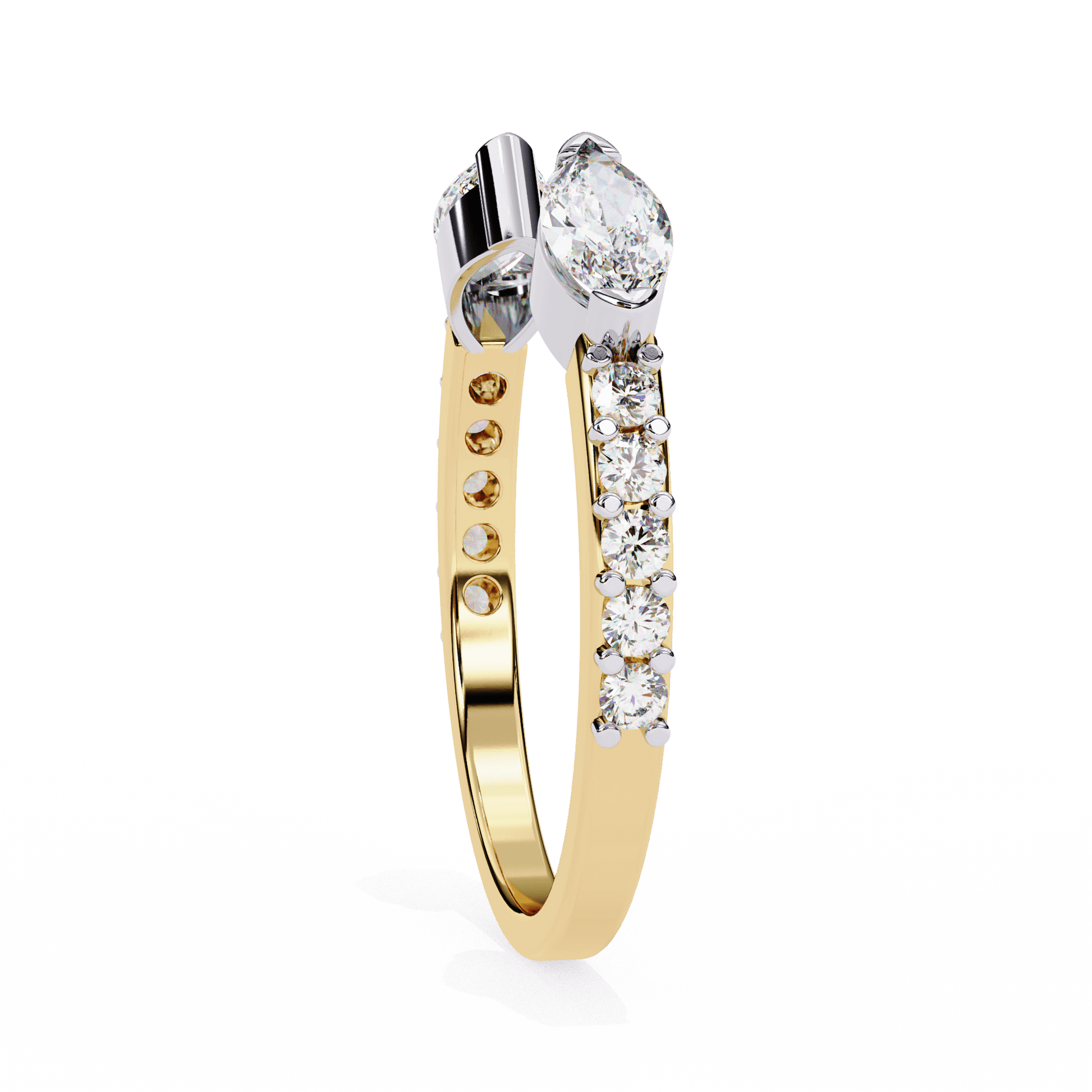 Leonie open marquise diamond band by Carat House Dubai featuring sparkling marquise-cut diamonds on a sleek gold band
