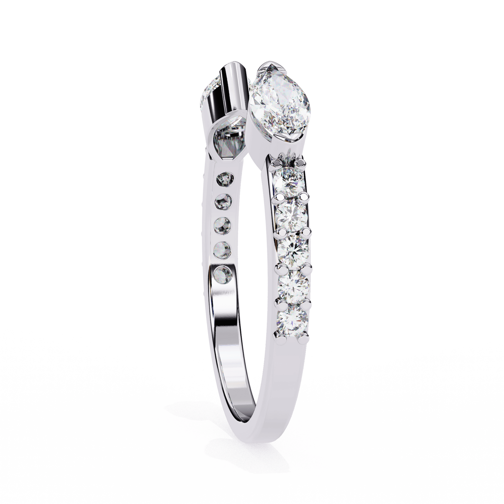 Leonie open marquise diamond band by Carat House Dubai featuring sparkling marquise-cut diamonds on a sleek gold ring.