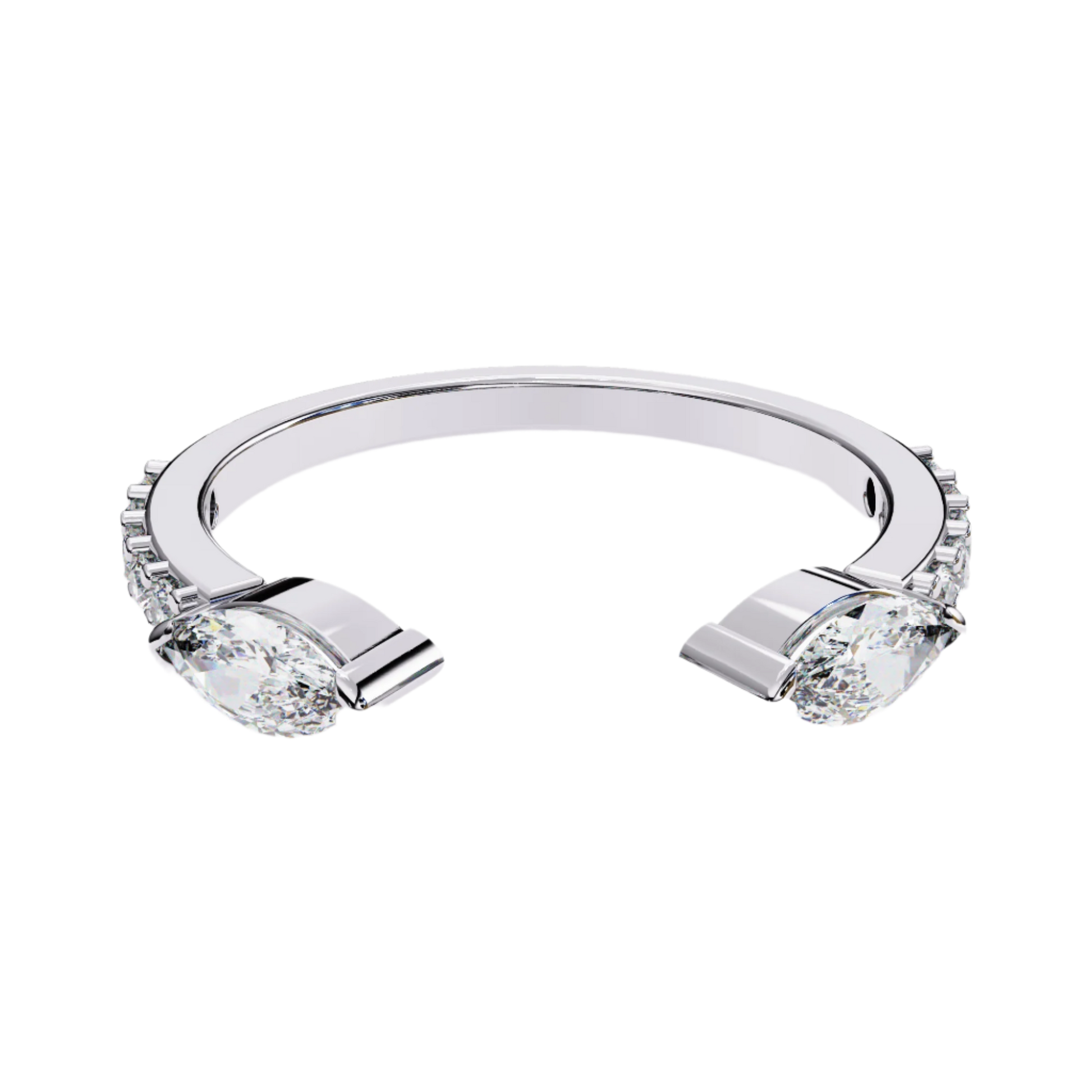 Leonie – Open Marquise Diamond Band — women's diamond wedding ring — bezel set — lab grown diamond and natural diamond — 18k white gold — Carat House