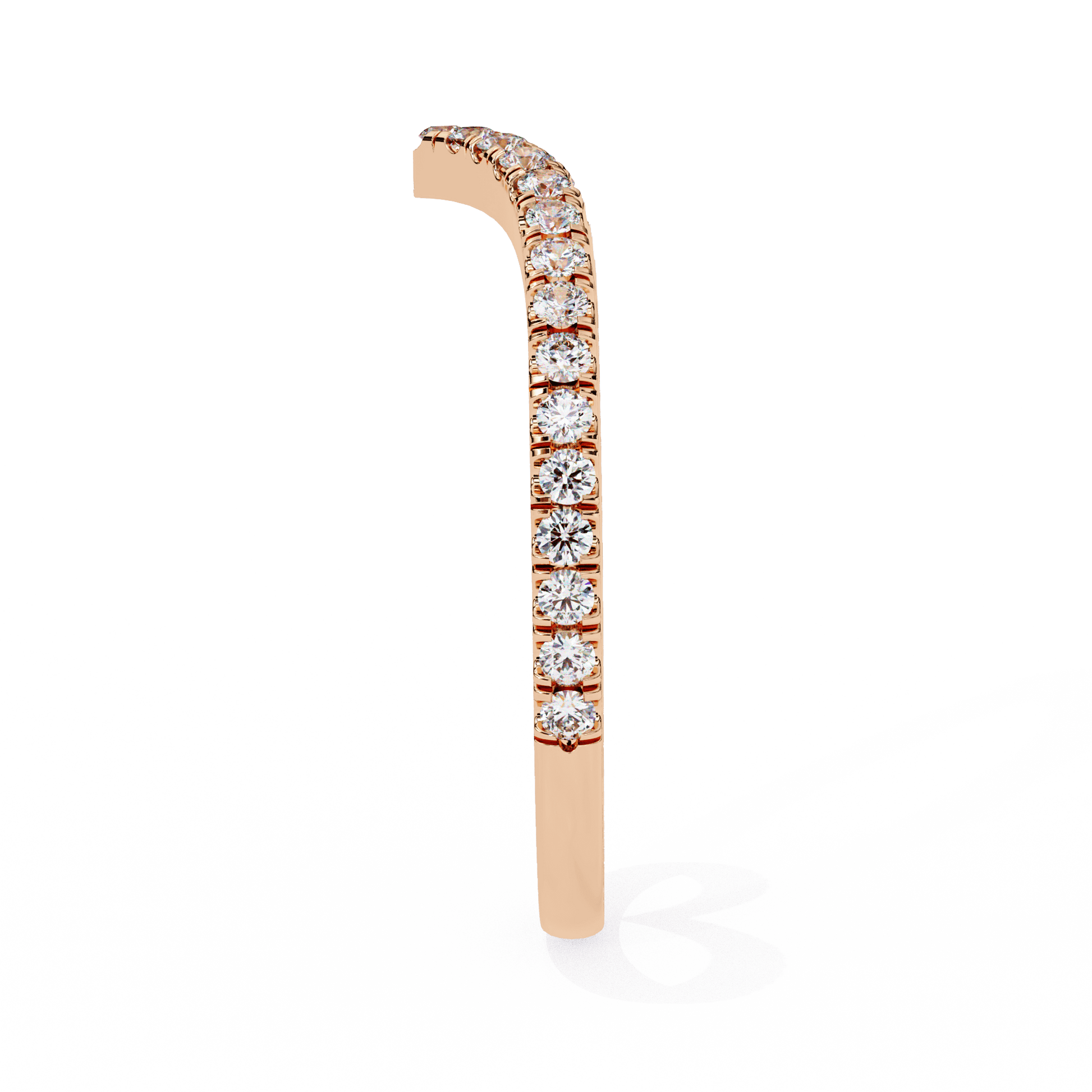 Rosie-shaped band by Carat House Dubai featuring 2/3 pavé diamonds, elegant jewelry with sparkling diamond details.