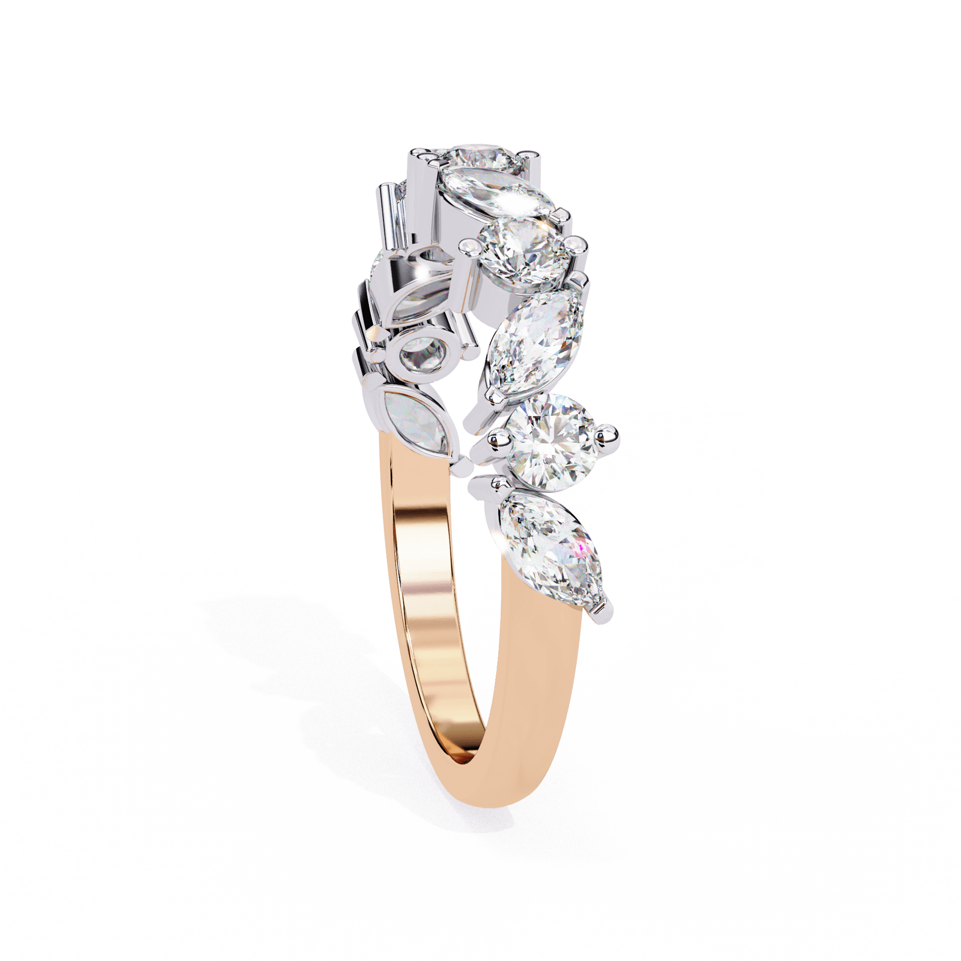 Elegant diamond band featuring marquise and round cut diamonds by Carat House Dubai, showcasing sparkling jewelry craftsmanship.