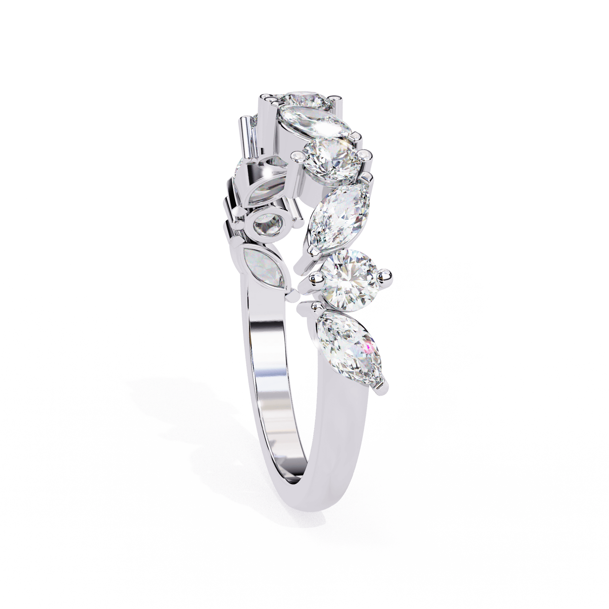 Carat House Dubai Rosalind diamond band featuring marquise and round cut diamonds on a sleek gold setting.