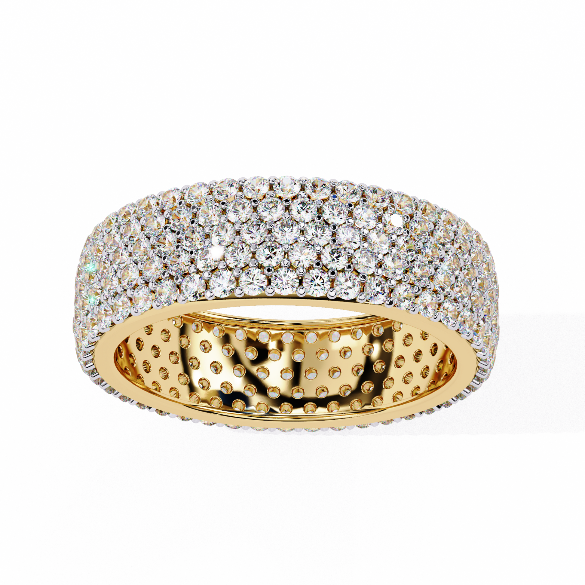 Close-up of Tasha The Grand Pavé diamond ring by Carat House Dubai, showcasing intricate pavé setting and sparkling diamonds.