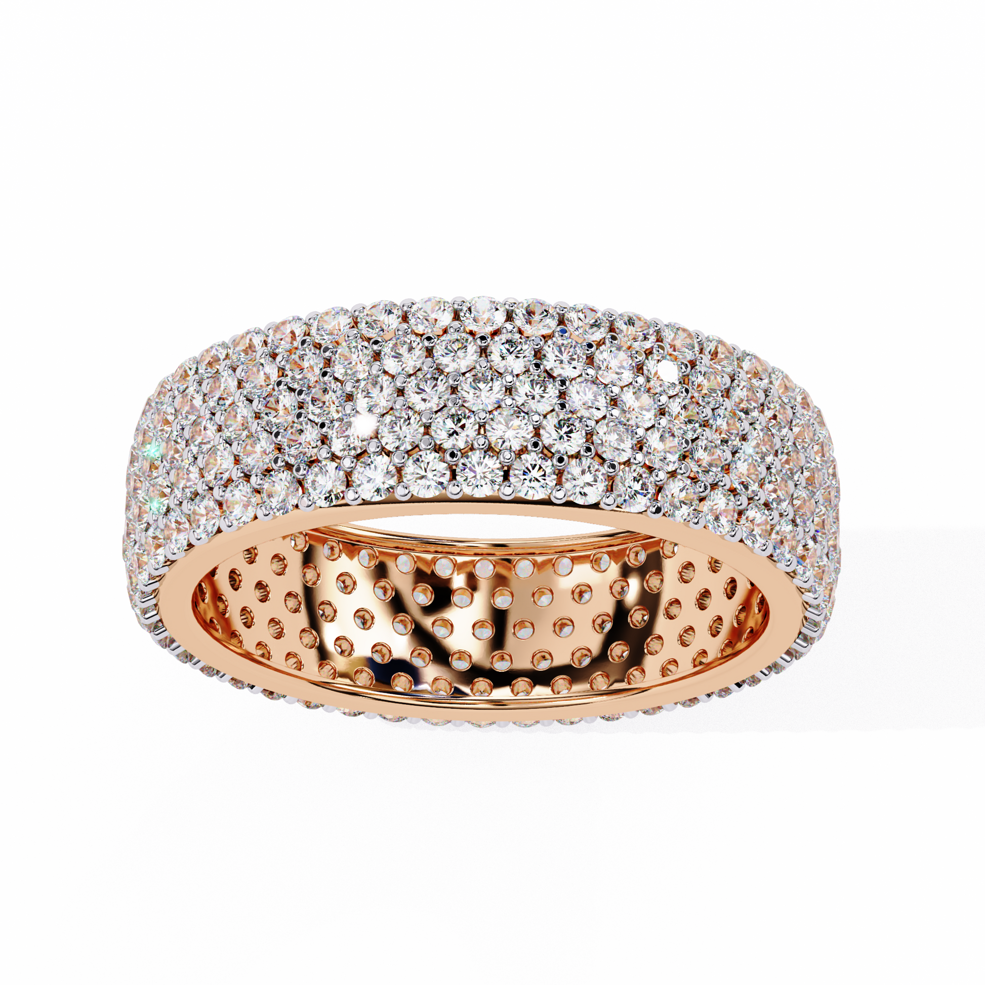 Close-up of Tasha The Grand Pavé diamond ring by Carat House Dubai showcasing intricate pavé setting and sparkling diamonds.