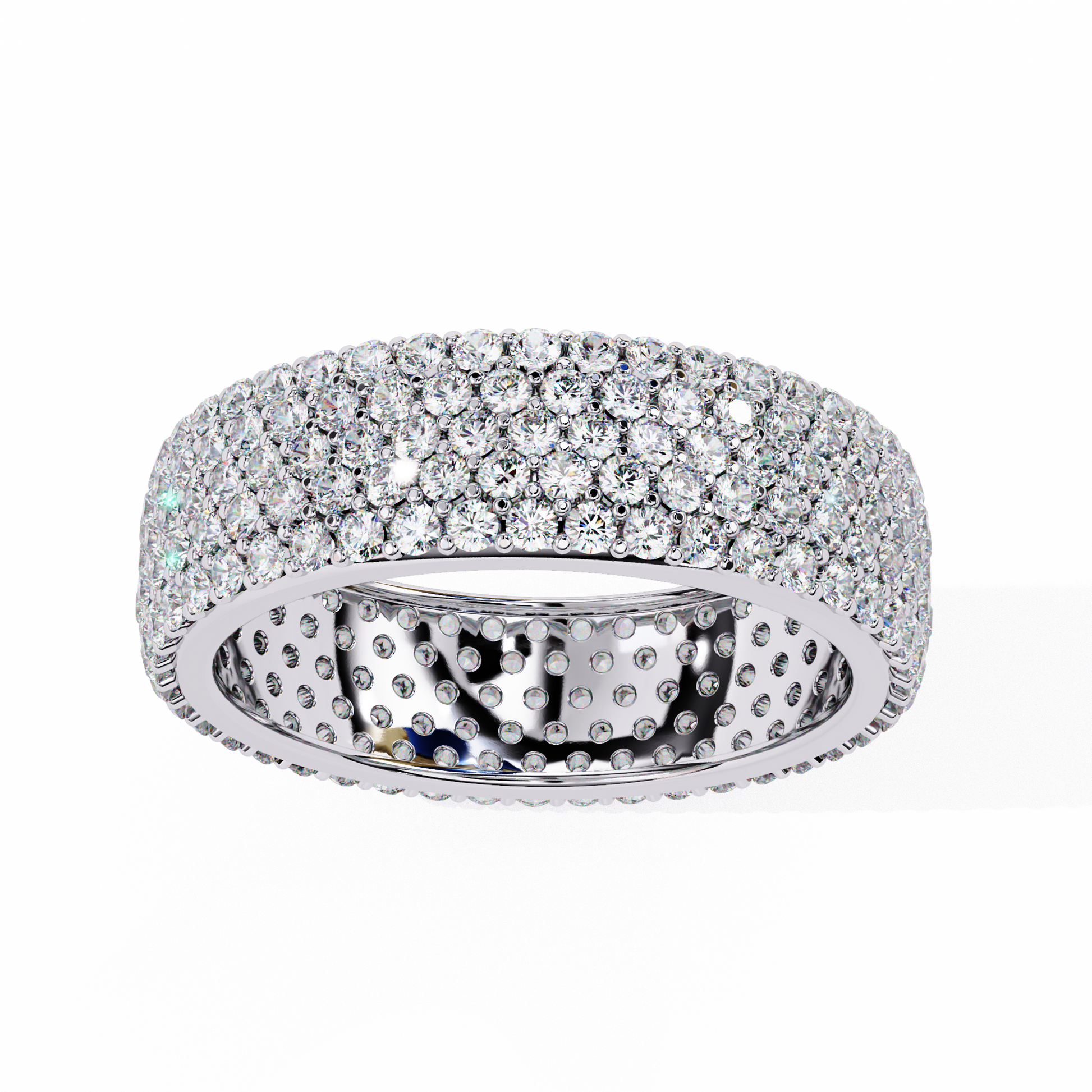 Close-up of Tasha - The Grand Pavé diamond ring by Carat House Dubai, showcasing intricate pavé setting and sparkling diamonds.