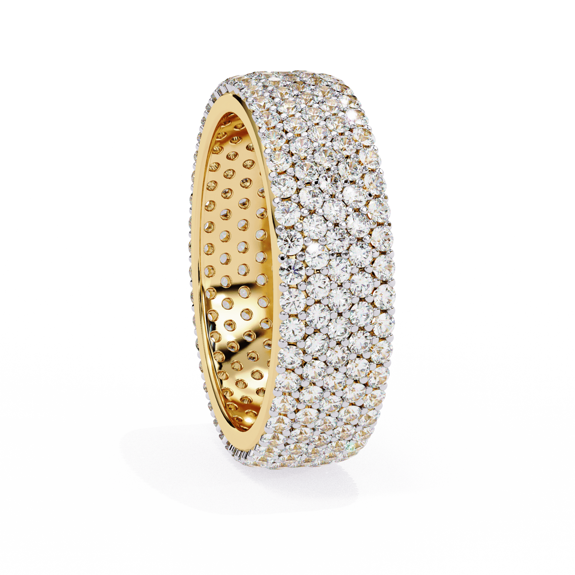 Elegant Tasha Grand Pavé ring by Carat House Dubai featuring sparkling pavé diamonds and a sleek gold band.