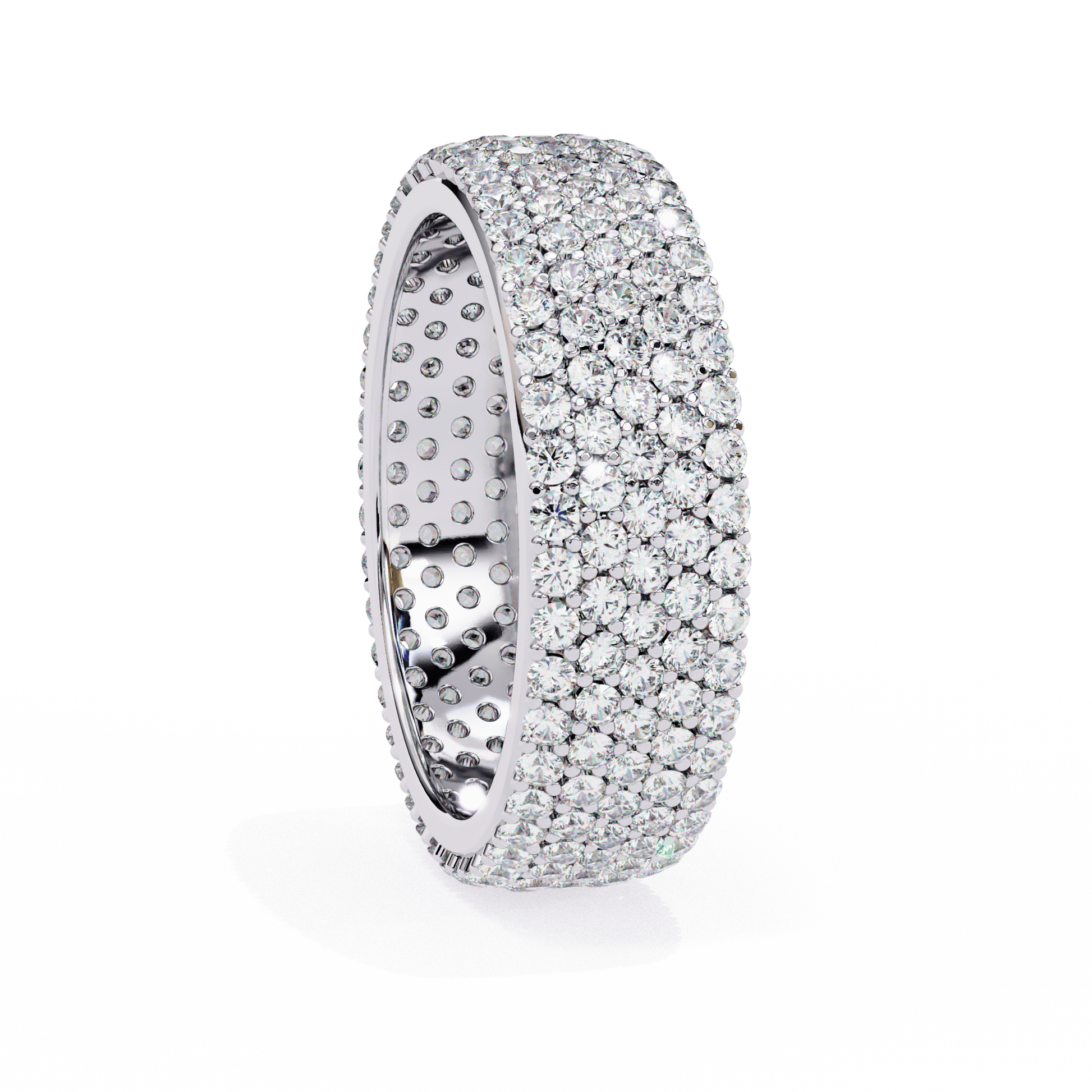 Close-up of Tasha The Grand Pavé diamond ring by Carat House Dubai showcasing intricate pavé setting and sparkling diamonds.