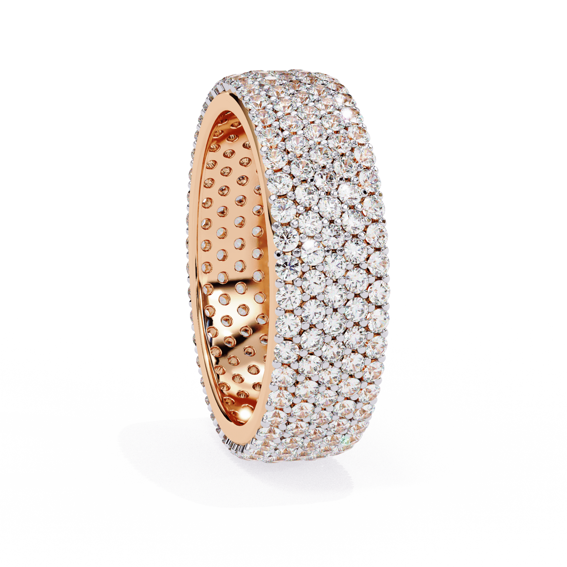 Close-up of Tasha The Grand Pavé diamond ring by Carat House Dubai showcasing intricate pavé setting and sparkling diamonds.