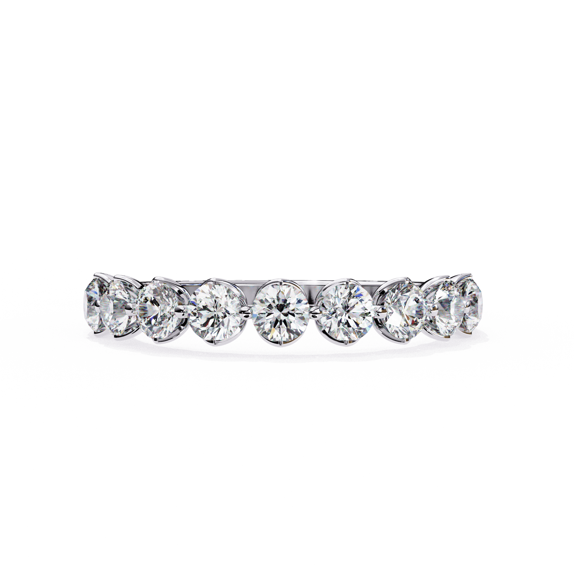 Simone – Shared Prong Diamond Band with Petal Accents — women's diamond wedding ring — shared prong — lab grown diamond and natural diamond — 18k white gold and platinum — Carat House