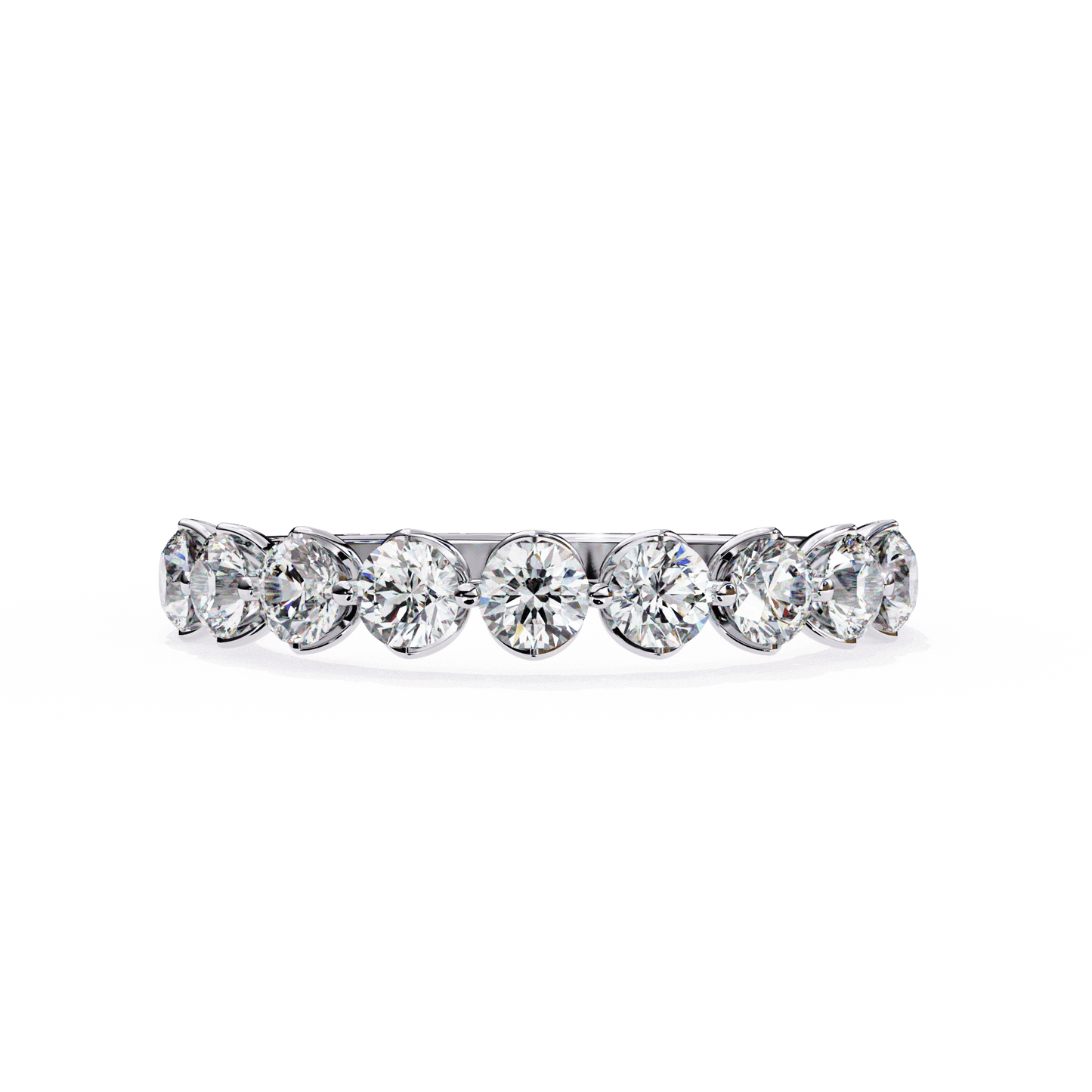 Simone – Shared Prong Diamond Band with Petal Accents
