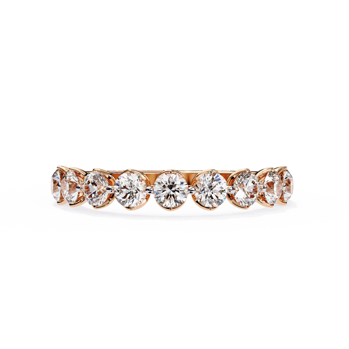 Simone – Shared Prong Diamond Band with Petal Accents