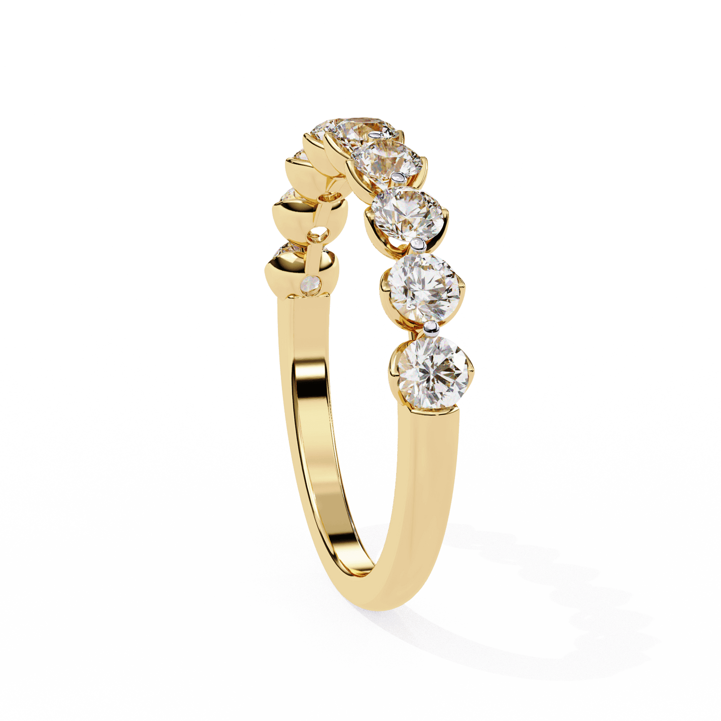 Simone – Shared Prong Diamond Band with Petal Accents