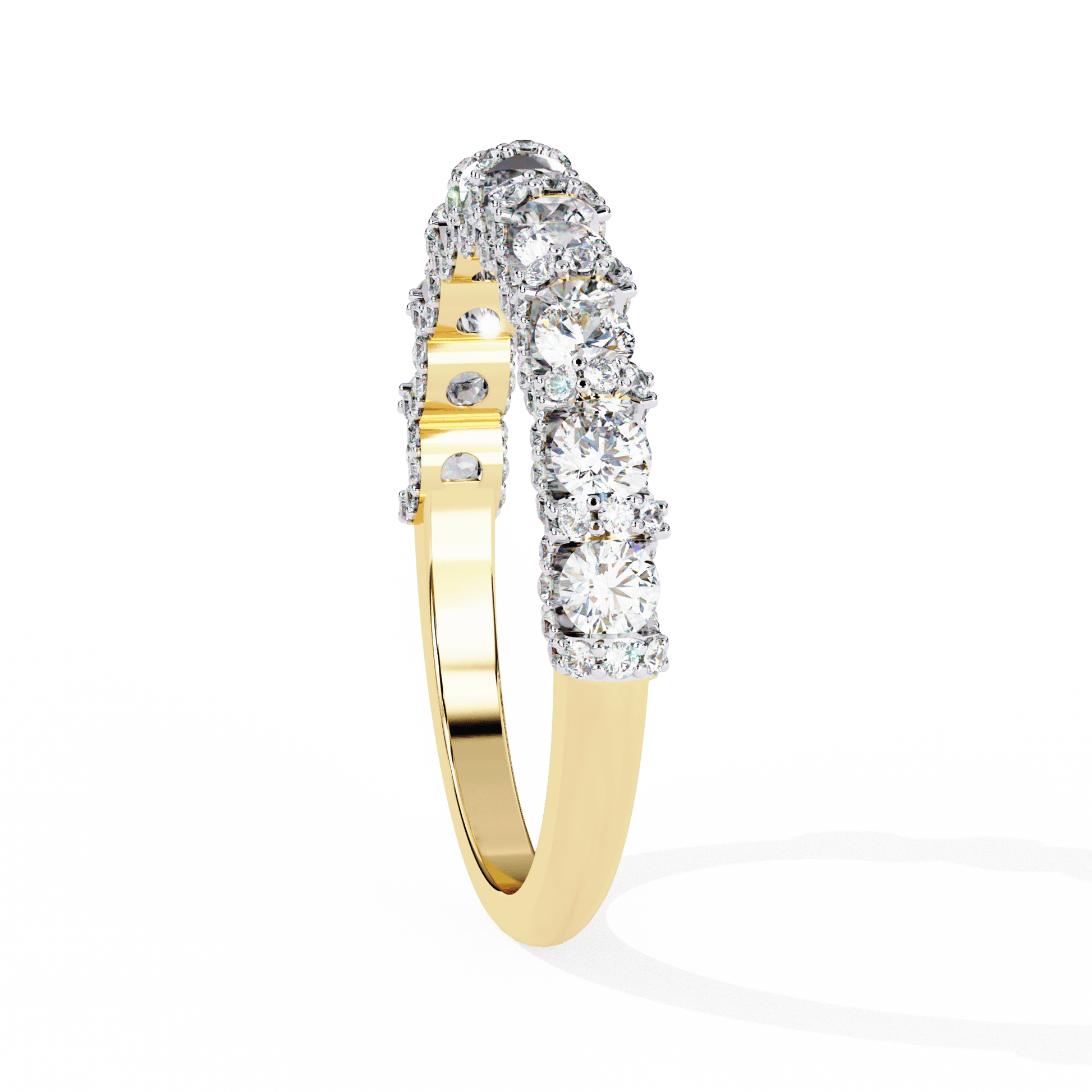 Violetta U-prong diamond eternity band by Carat House Dubai featuring sparkling round-cut diamonds on a sleek gold band