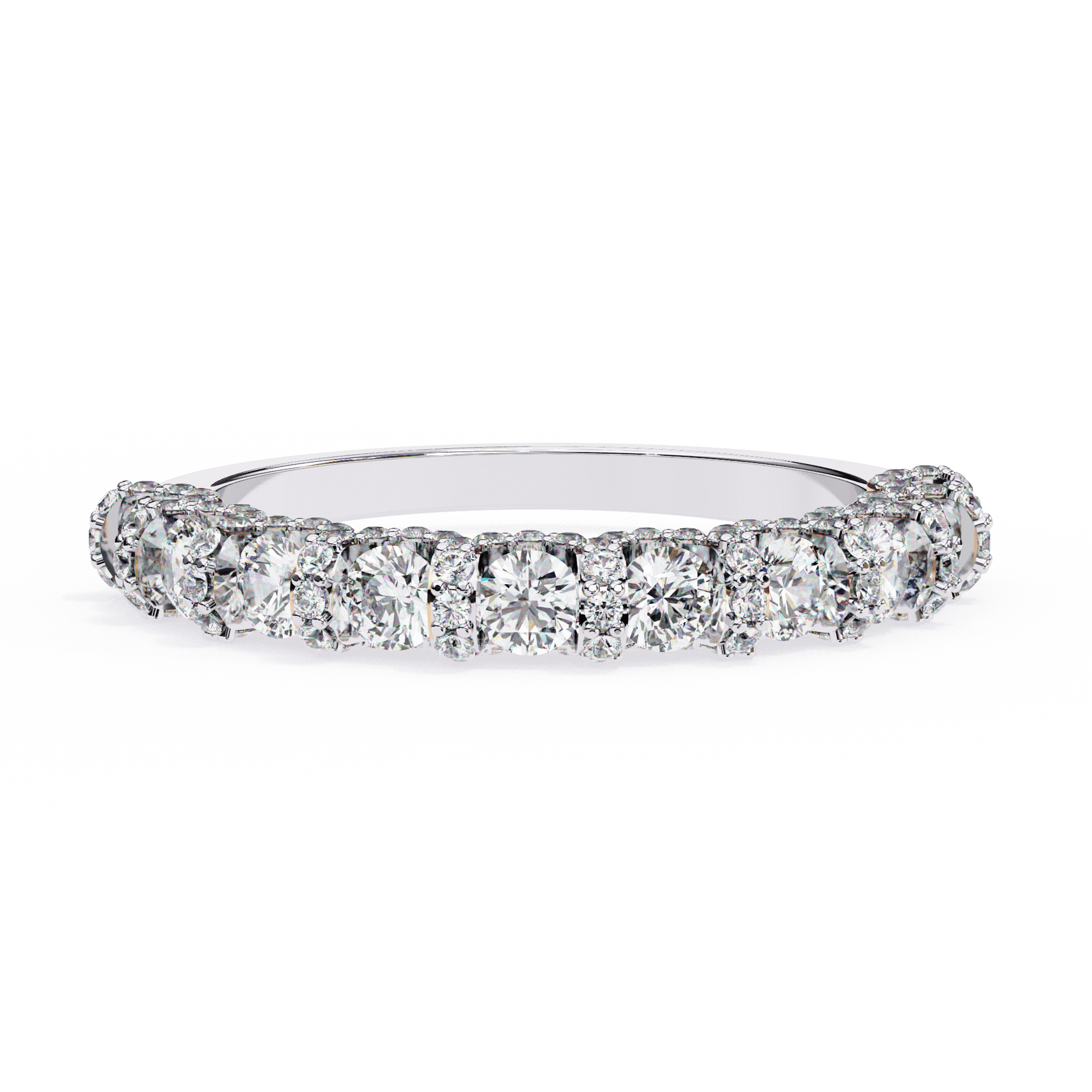Violetta – U-Prong Diamond Eternity Band — women's diamond wedding ring — pave, U-prong — lab grown diamond and natural diamond — 18k white gold — Carat House