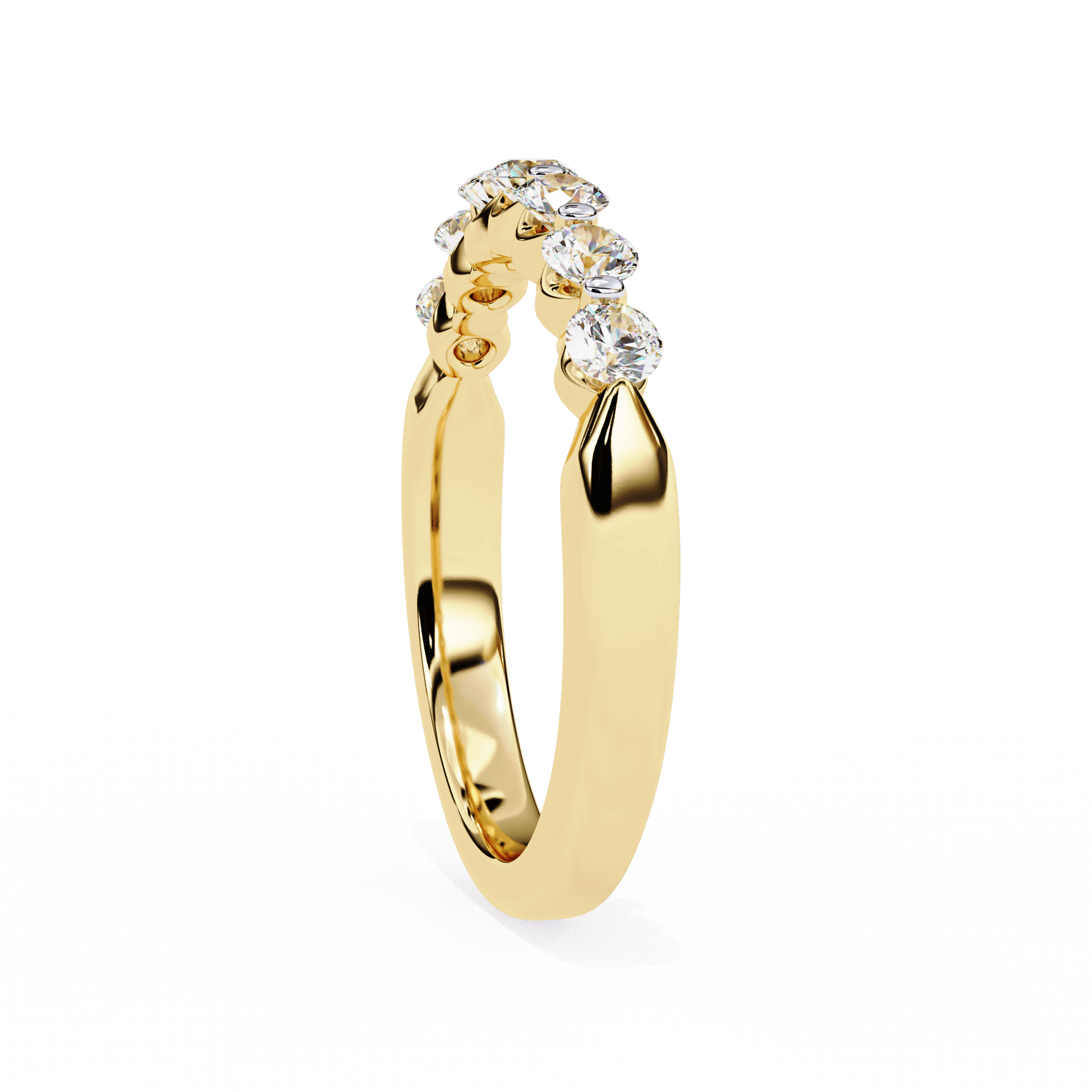 Elegant Monique U-Prong 1/3 Eternity Band by Carat House Dubai featuring sparkling diamonds on a sleek gold band.