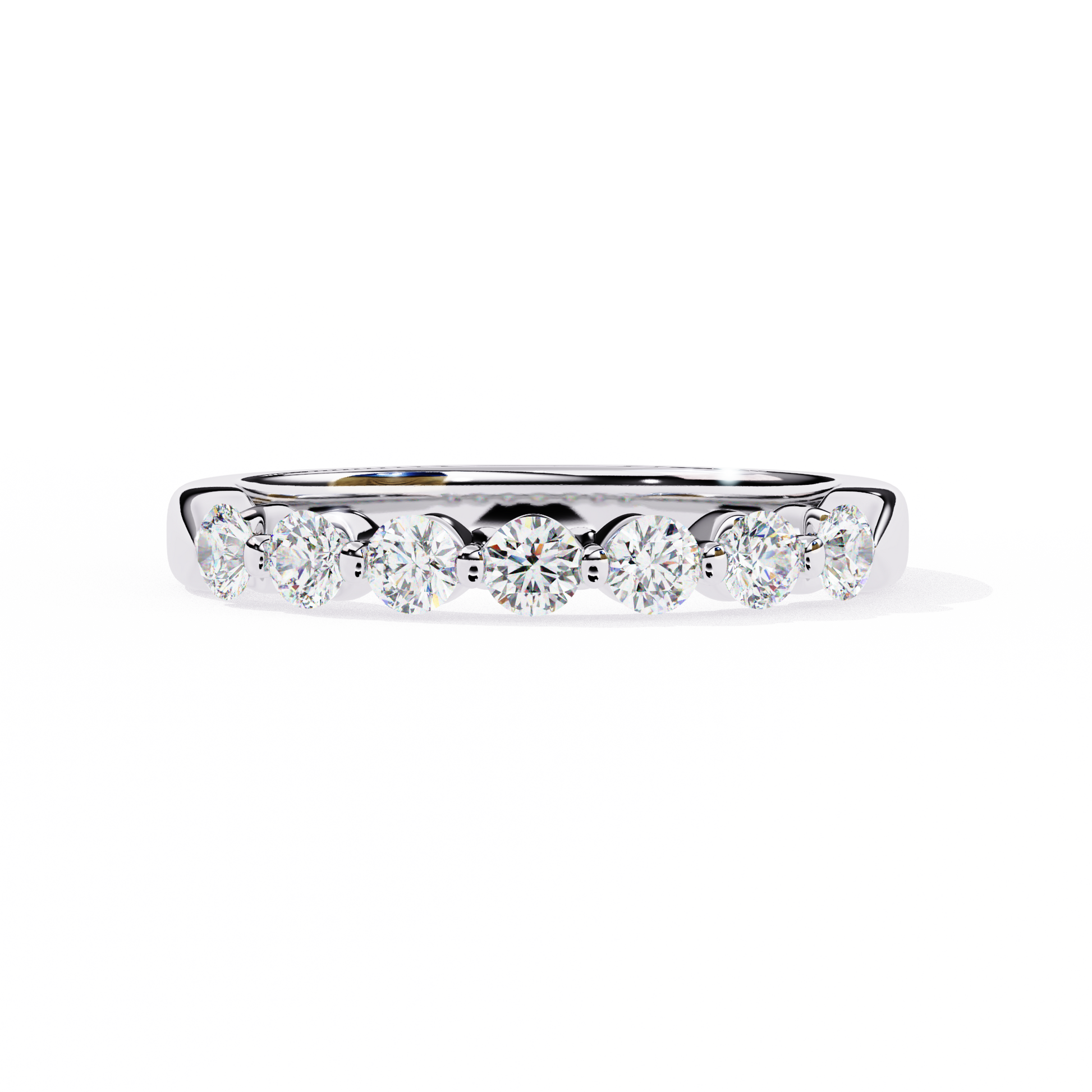 Monique – U-Prong 1/3 Eternity Band — women's diamond wedding ring — U-prong — lab grown diamond and natural diamond — 18k white gold and platinum — Carat House