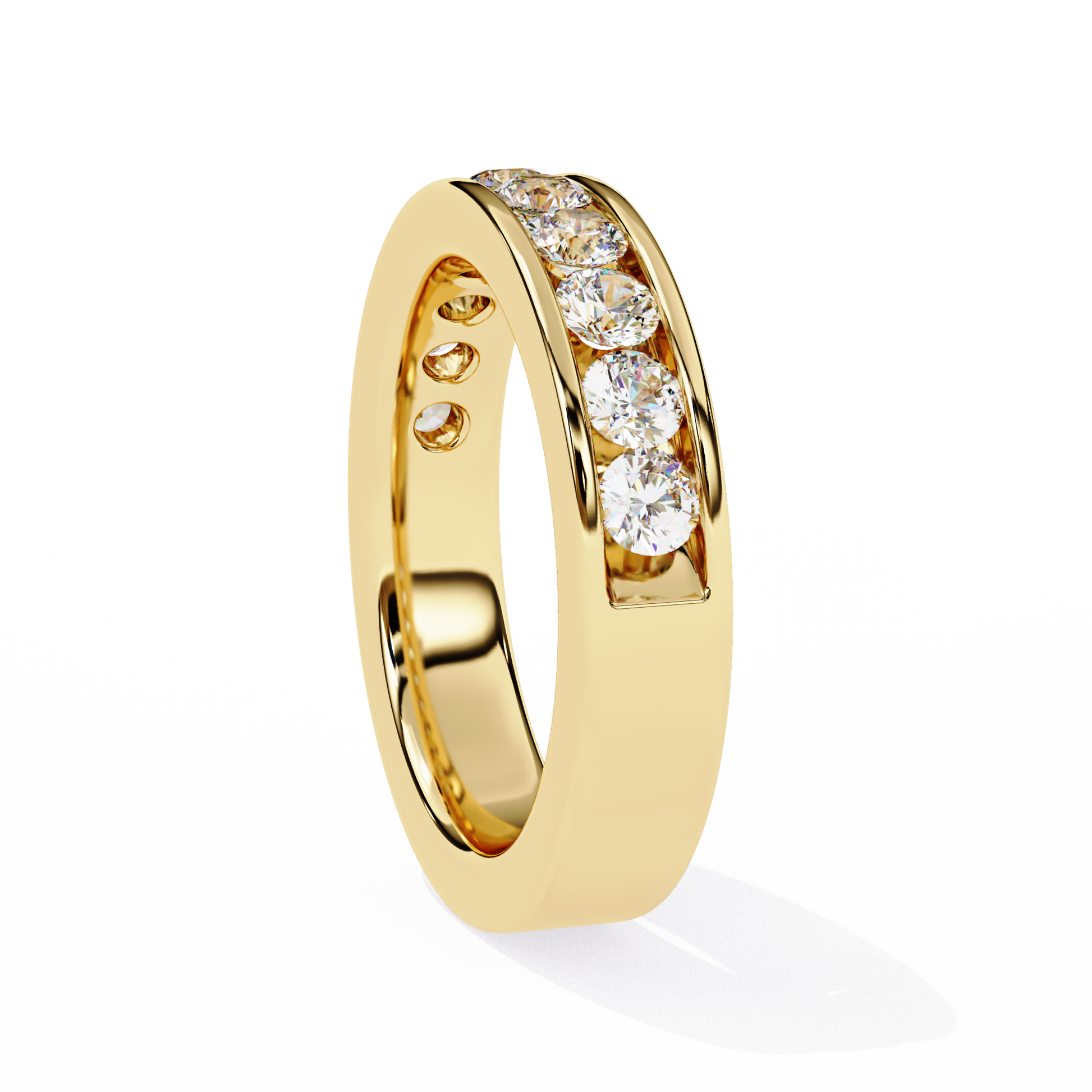Carat House Dubai Luella channel-set round half diamond band featuring sparkling diamonds in a sleek silver setting.