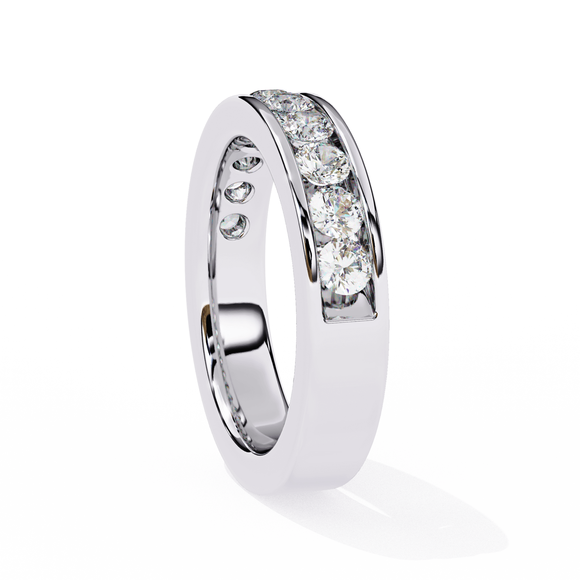 Carat House Dubai Luella channel-set round half diamond band with sparkling diamonds and sleek gold finish.