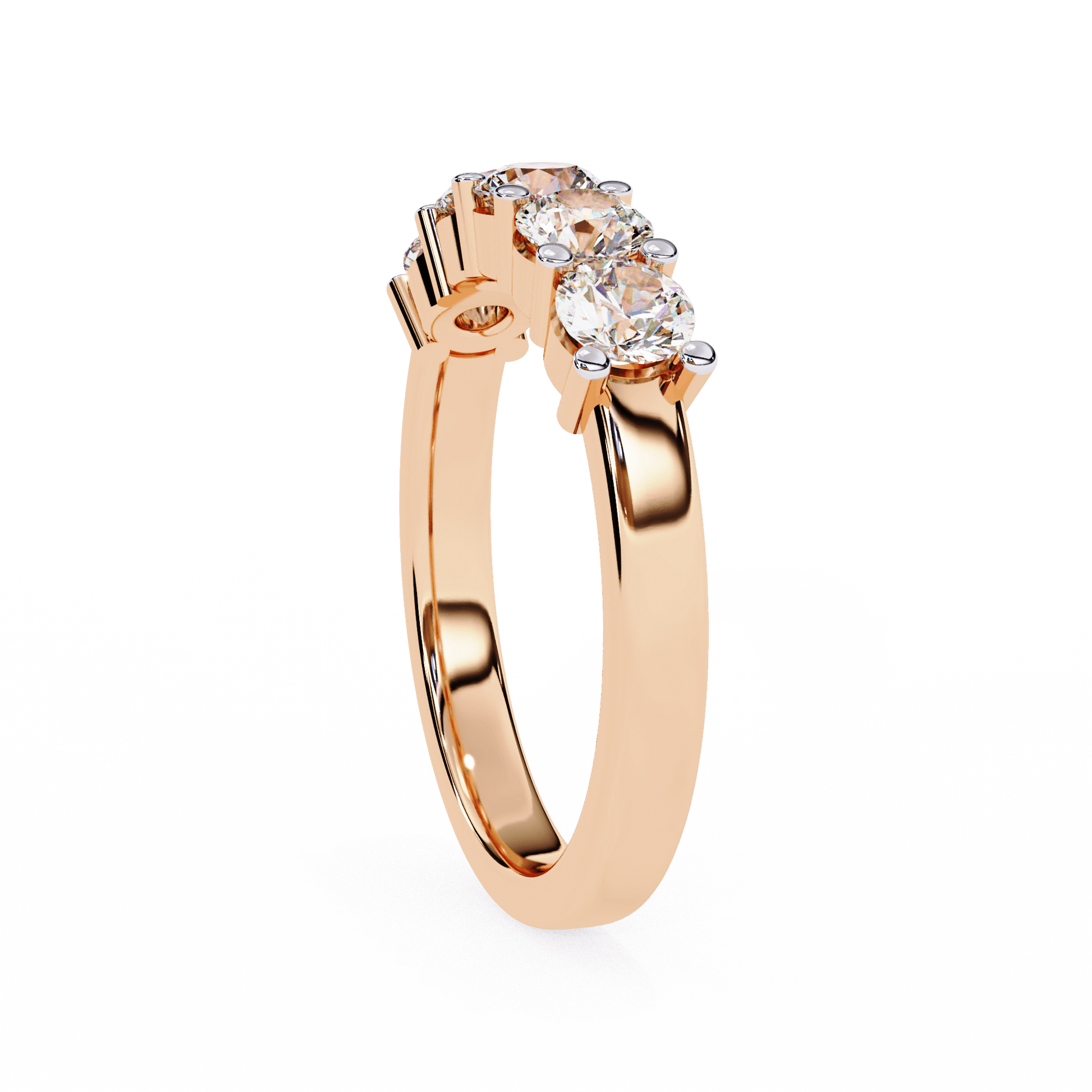 Carmella five-stone shared prong band by Carat House Dubai featuring five sparkling gemstones set in a sleek gold band.