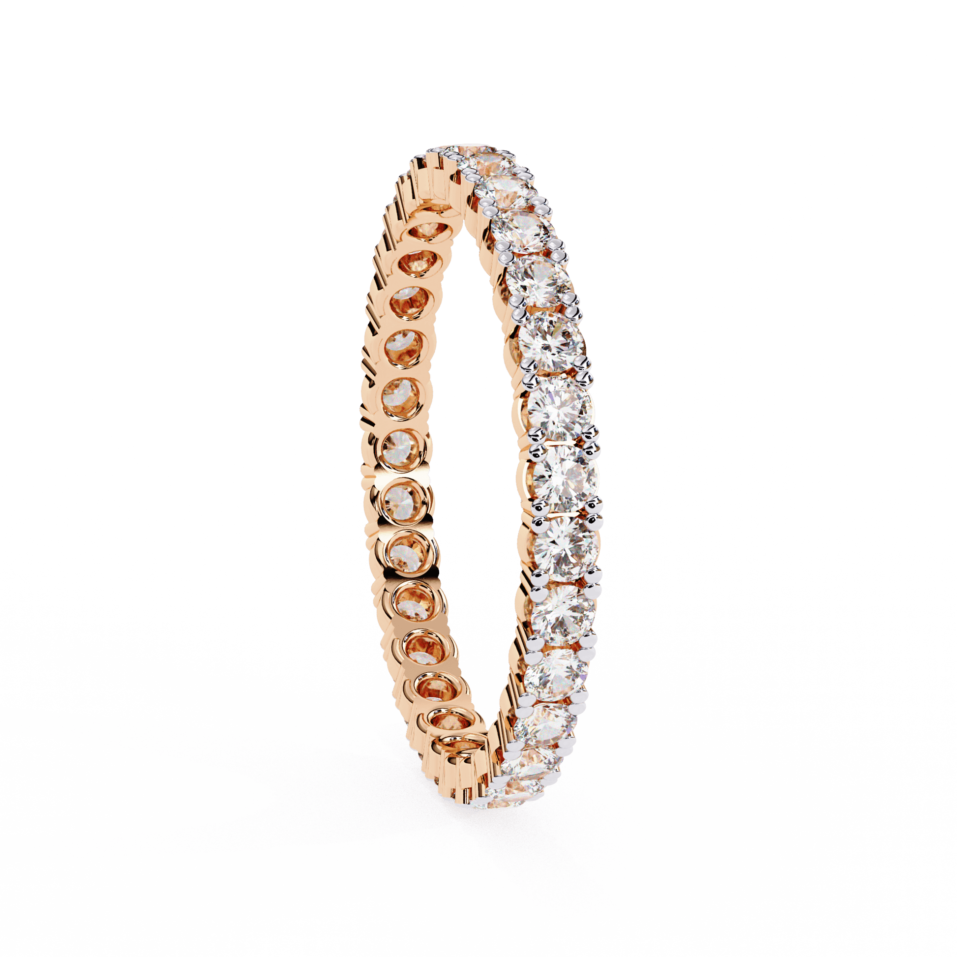 Round diamond full eternity band by Carat House Dubai, featuring sparkling diamonds set in a sleek, elegant gold band.