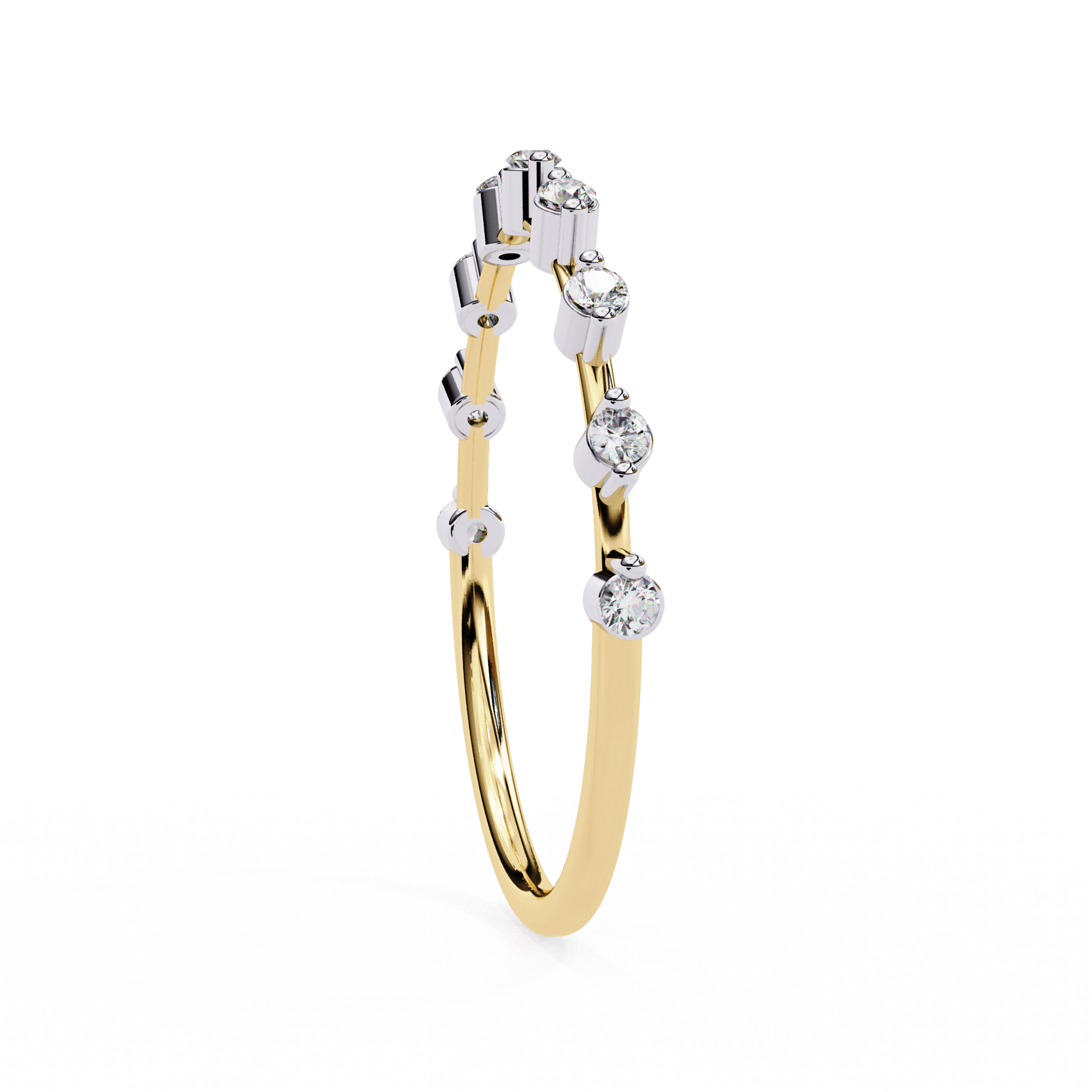 Dainty two-prong diamond band featuring small sparkling diamonds, crafted by Carat House Dubai.