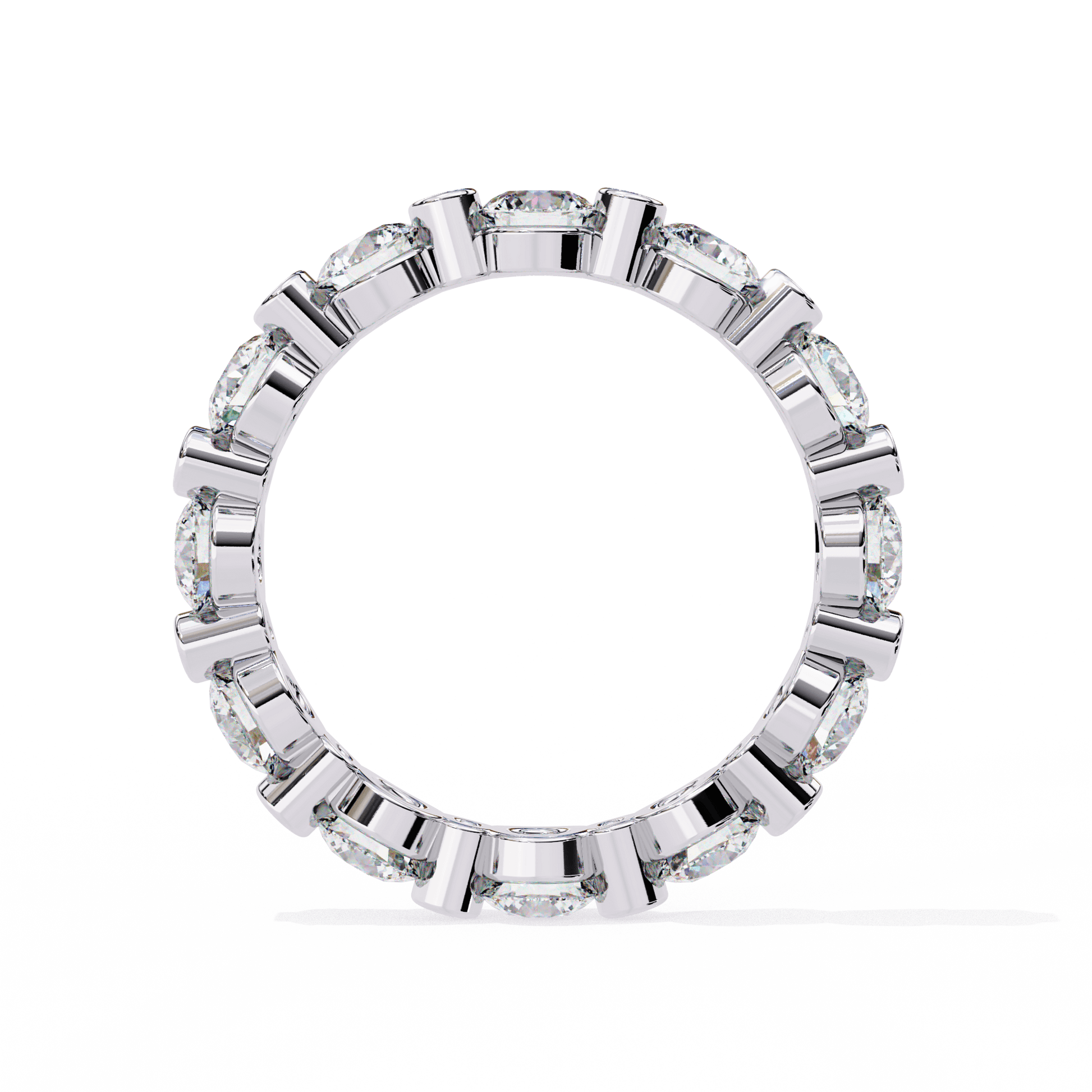 Carat House Dubai Paloma shared prong diamond eternity band with sparkling round-cut diamonds on a sleek silver band