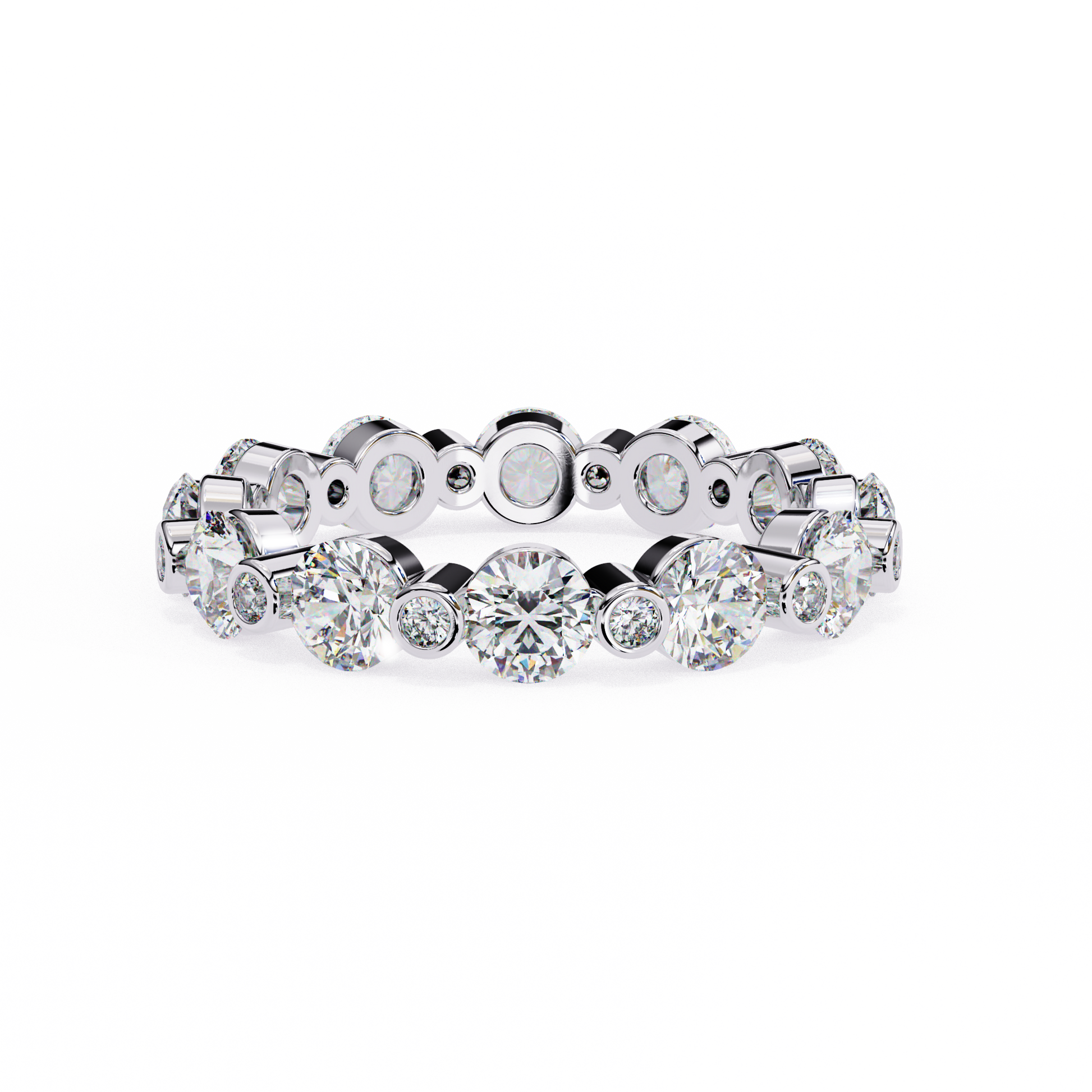 Paloma – Shared Prong Diamond Eternity Band — women's diamond wedding ring — shared prong — lab grown diamond and natural diamond — 18k white gold and platinum — Carat House