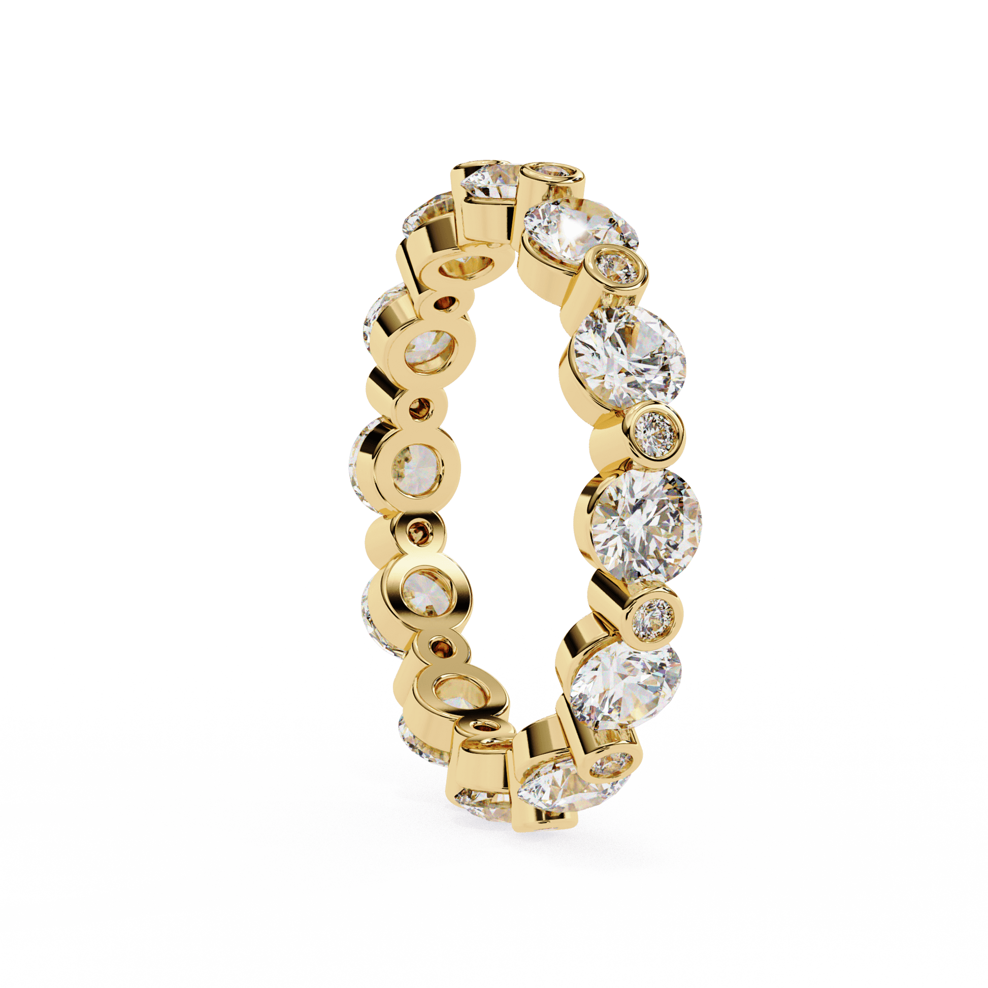 Carat House Dubai Paloma shared prong diamond eternity band with round-cut diamonds on a sleek gold band.