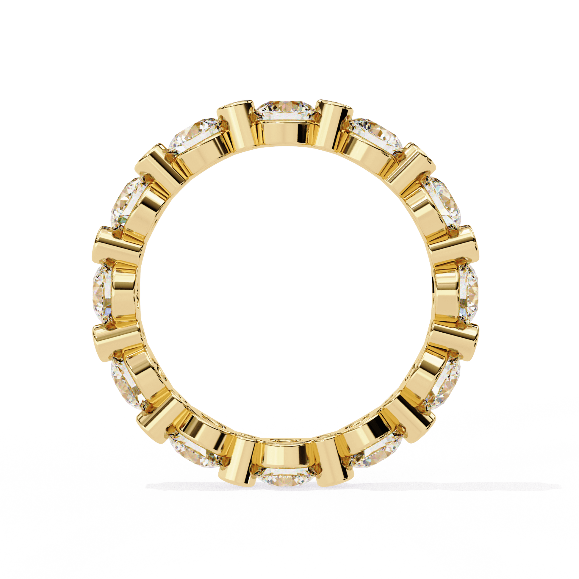 Carat House Dubai Paloma shared prong diamond eternity band featuring a continuous row of sparkling diamonds on a sleek gold setting.