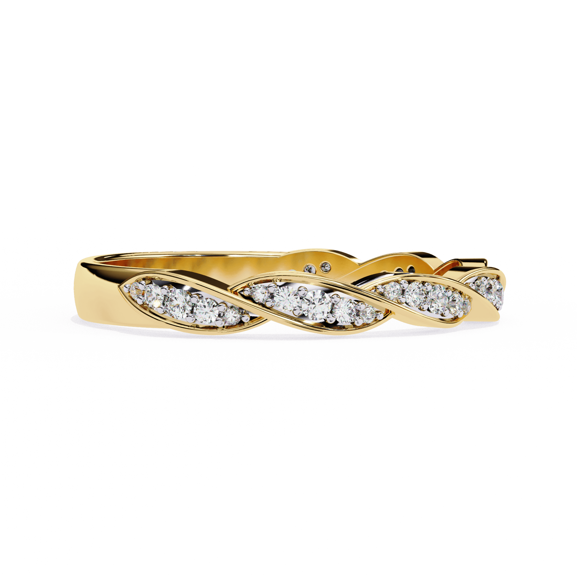 Elsa 3/4 twisted diamond band by Carat House Dubai featuring a delicate twisted design with sparkling diamonds.