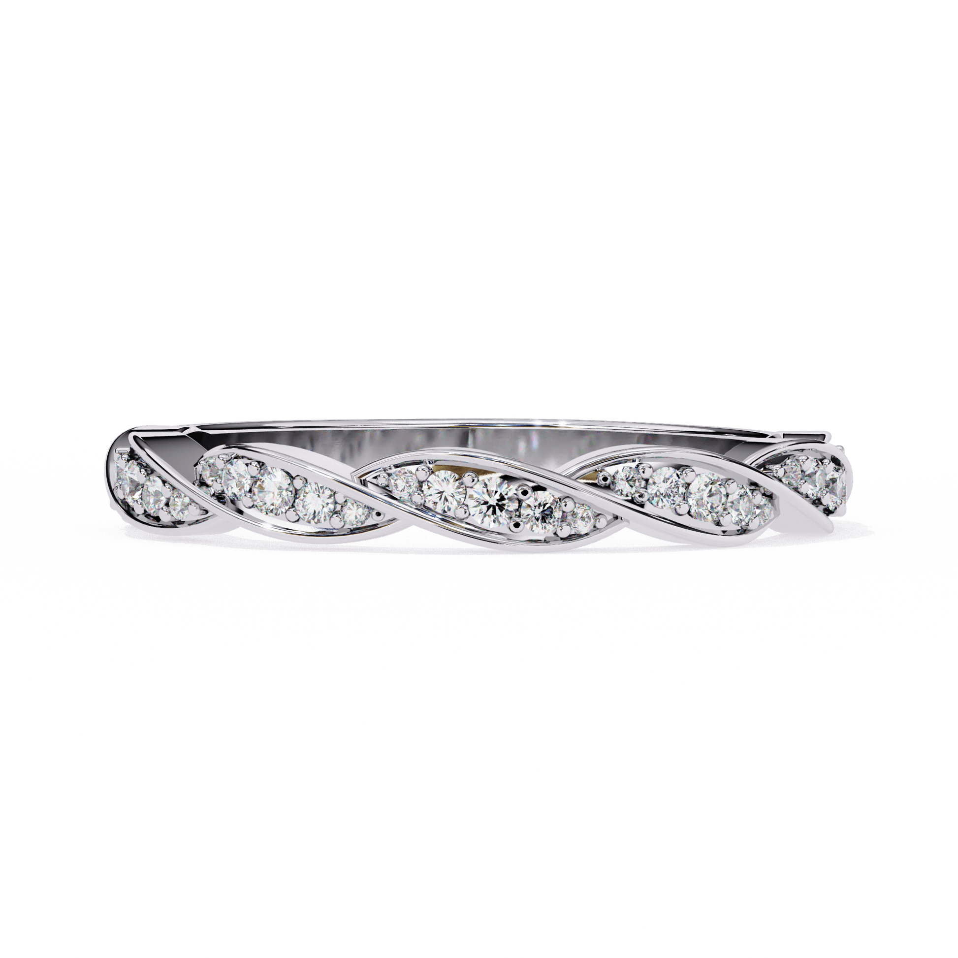 Elsa – 3/4 Twisted Diamond Band — women's diamond wedding ring — pave — lab grown diamond and natural diamond — 18k white gold and platinum — Carat House
