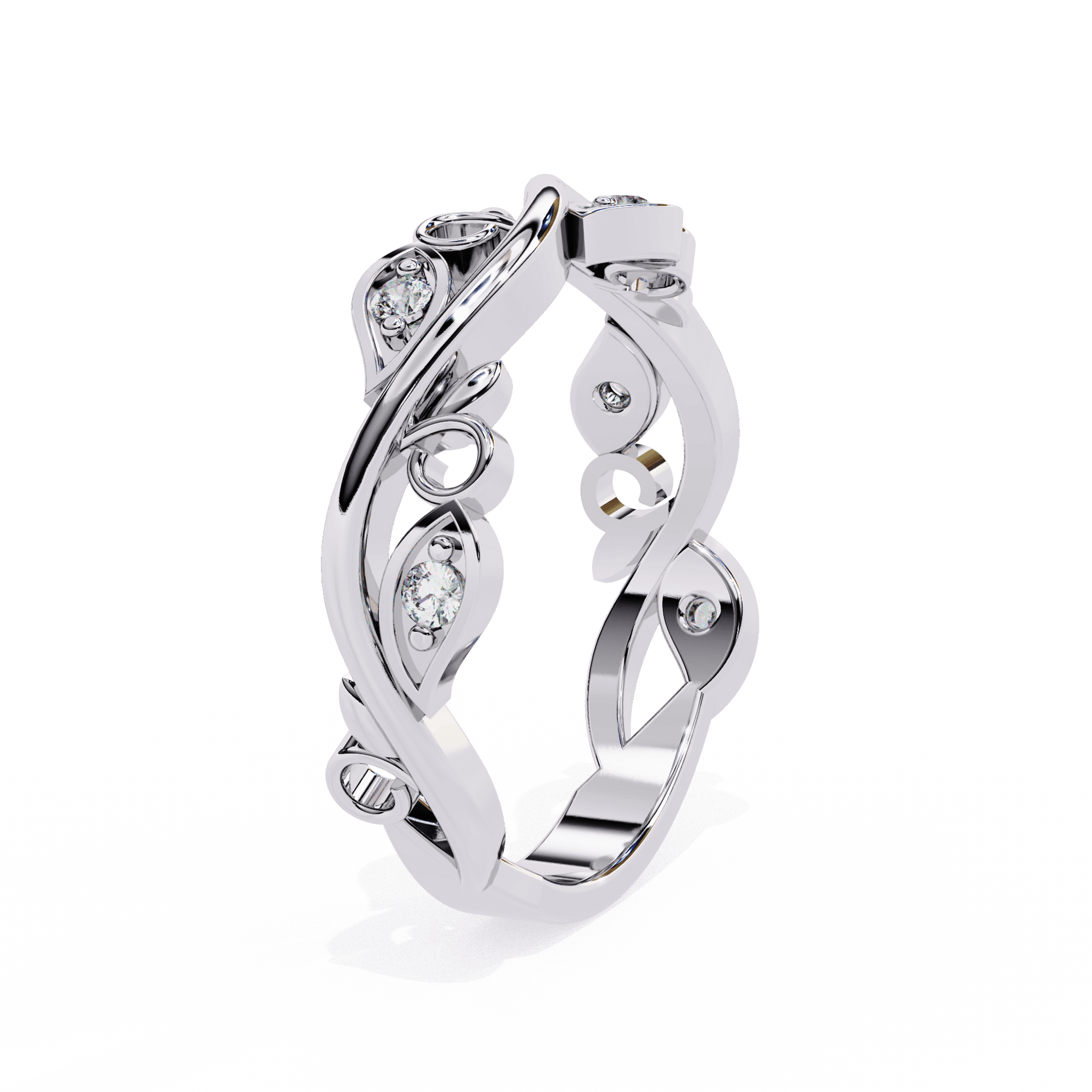 Vinyet vine-inspired diamond band by Carat House Dubai, showcasing delicate vine design with sparkling diamonds.