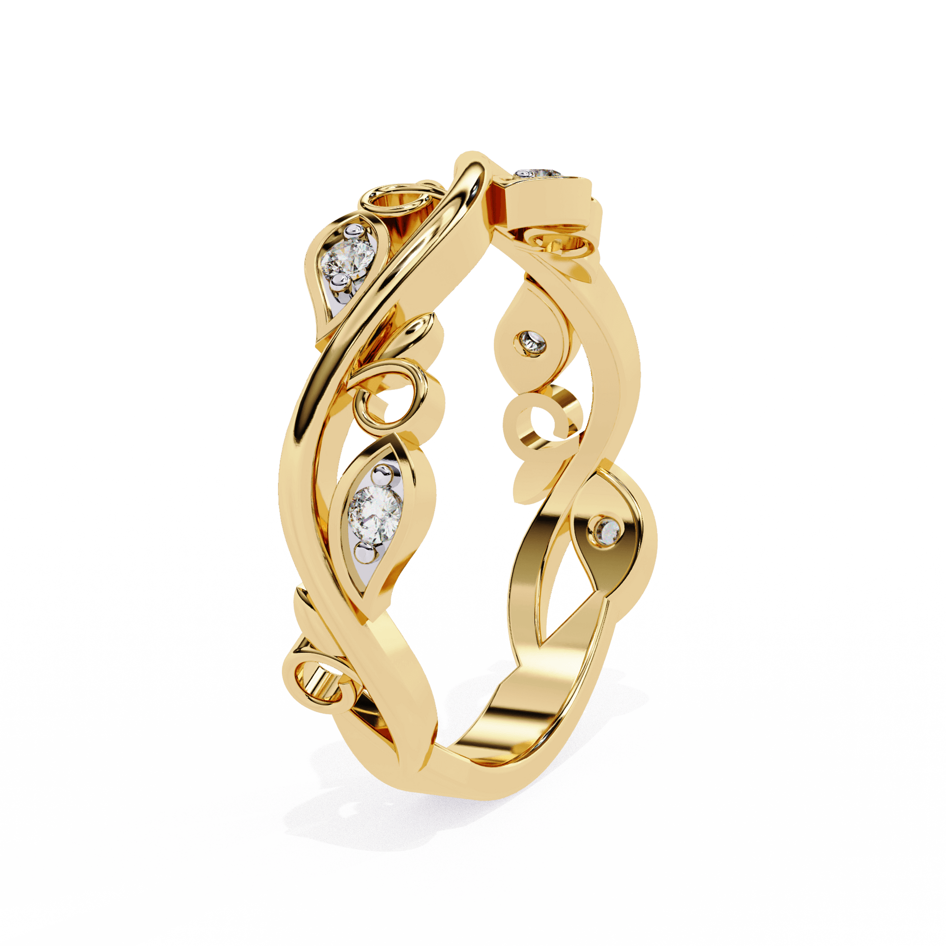 Vinyet vine-inspired diamond band by Carat House Dubai featuring intricate vine design and sparkling diamonds.