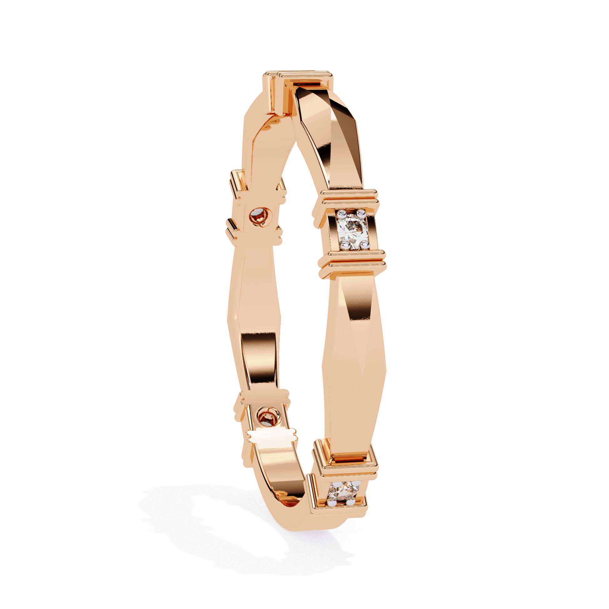 Elegant Marcella structured band ring by Carat House Dubai featuring diamond accents and a sleek, modern design.