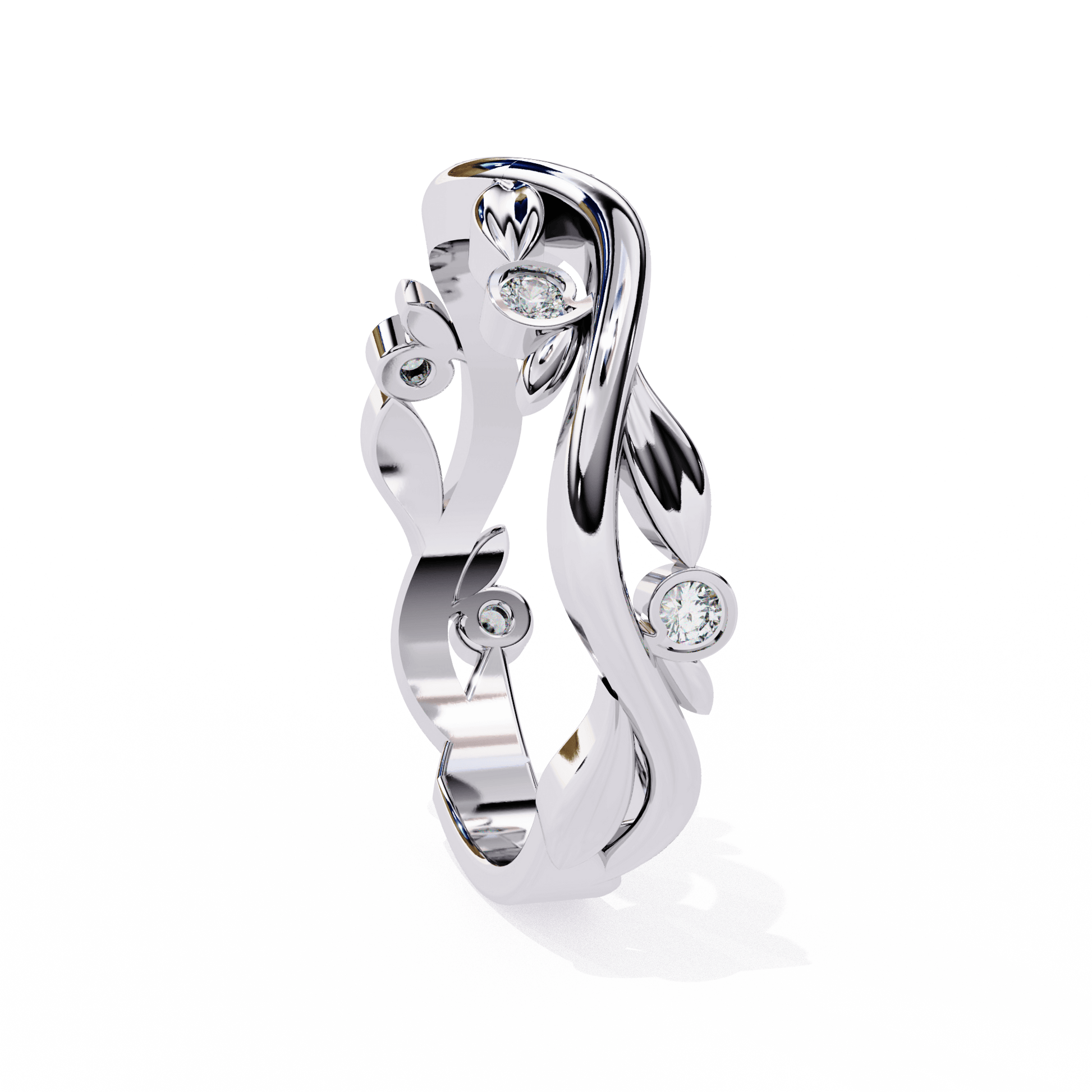 Vine-inspired diamond band from Carat House Dubai featuring delicate floral design and sparkling diamonds.
