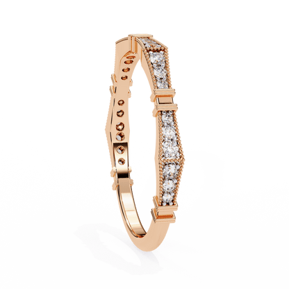 Matilda – Milgrain Pavé Band with Sculpted Notches