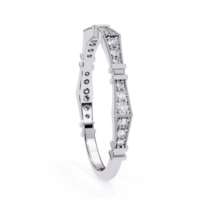 Matilda – Milgrain Pavé Band with Sculpted Notches