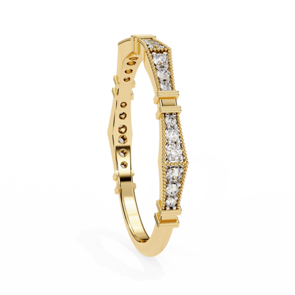 Matilda – Milgrain Pavé Band with Sculpted Notches