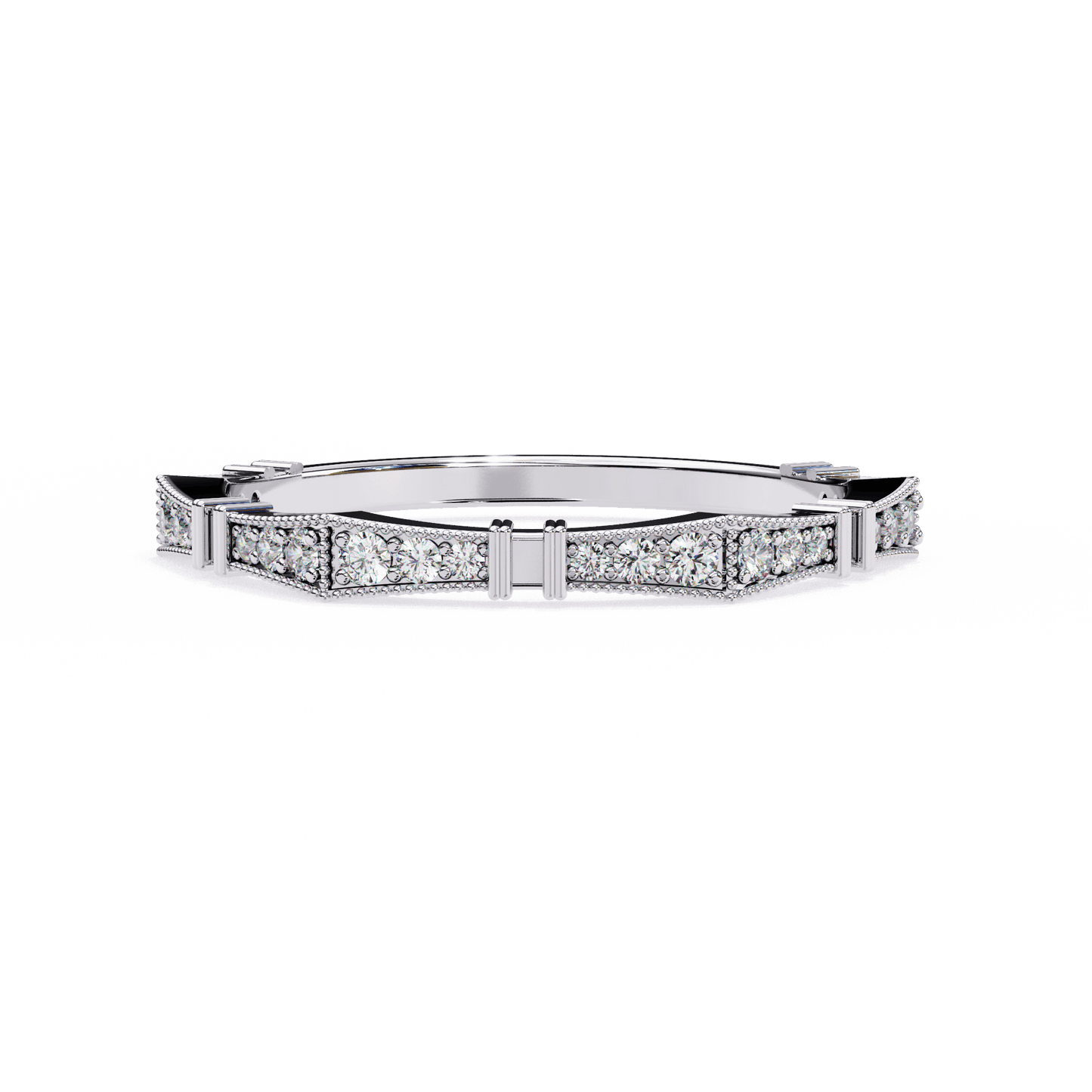 Matilda – Milgrain Pavé Band with Sculpted Notches