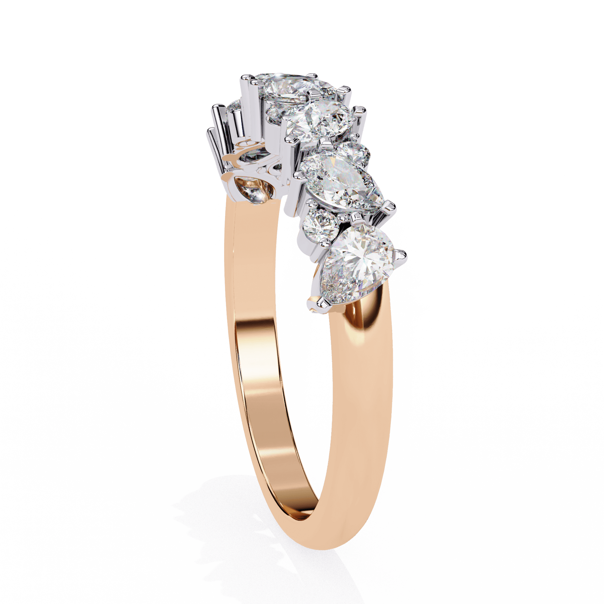 Carat House Dubai Freya pear and round cluster ring featuring sparkling gemstone design on a silver band