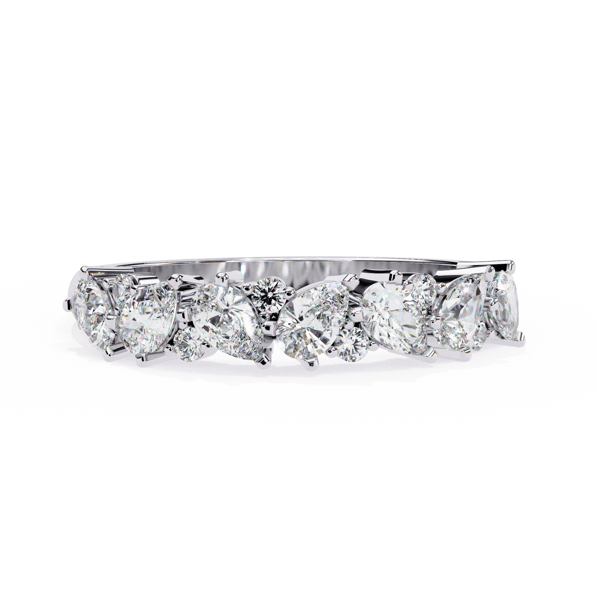 Freya- Pear and Round Cluster Ring — women's diamond wedding ring — lab grown diamond and natural diamond — 18k white gold and platinum — Carat House