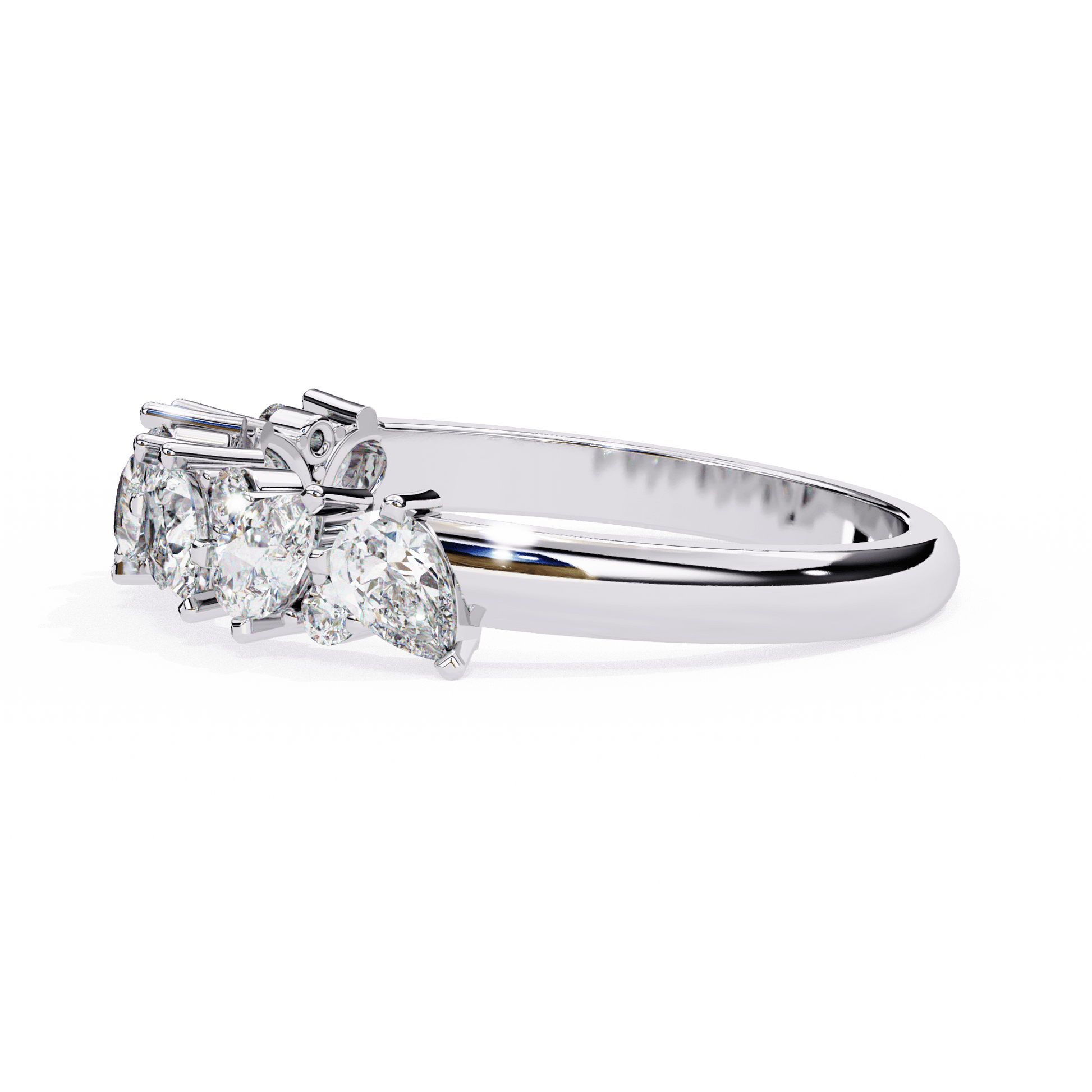 Carat House Dubai Pear and Round Cluster Ring featuring a blend of pear-shaped and round gemstones in a stylish silver setting.